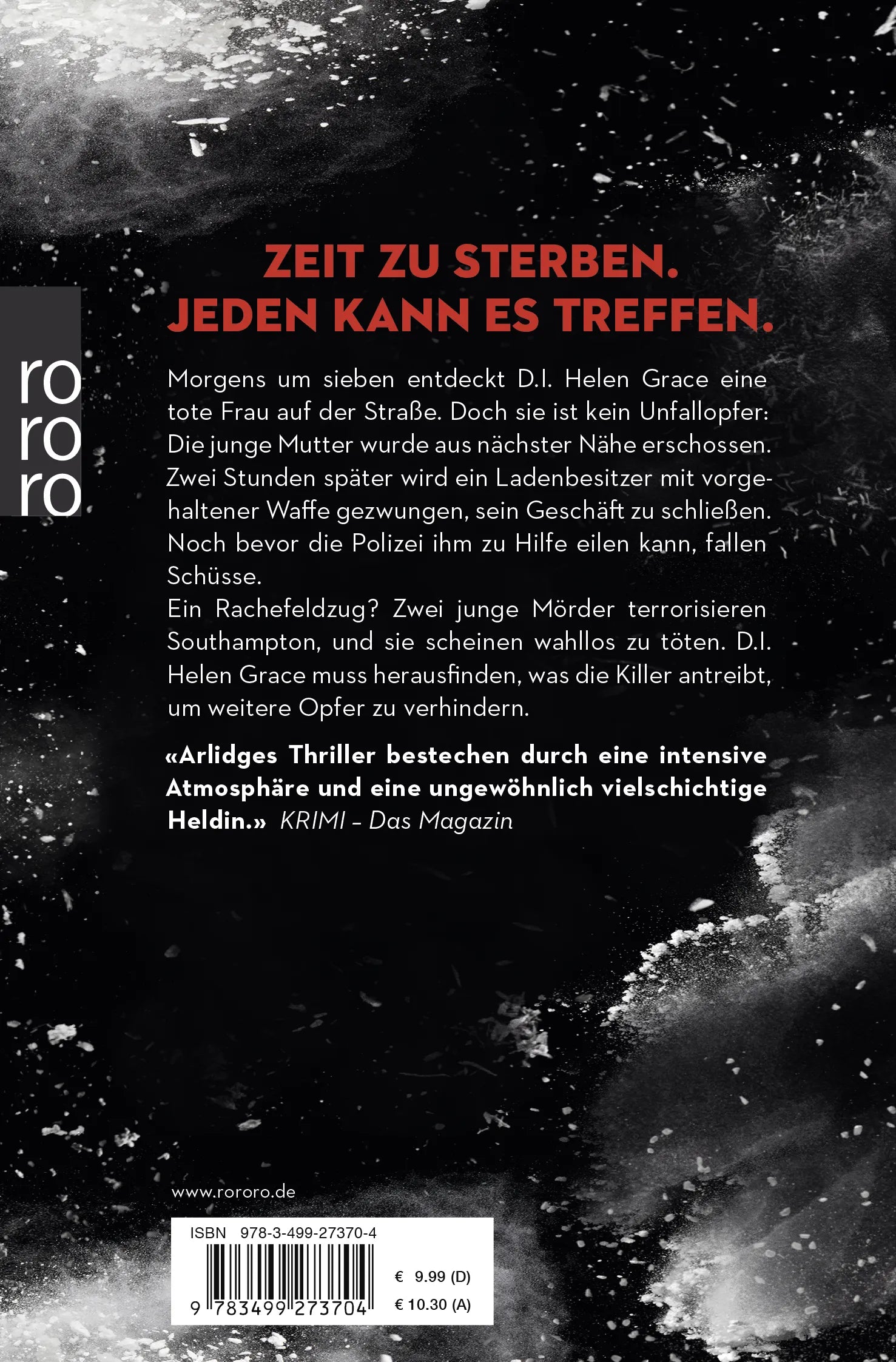 Buchrückseite von 'D.I. Helen Grace: Blinder Hass' mit Klappentext - Taschenbuch