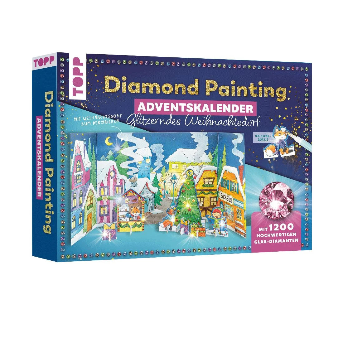 Adventskalender: Diamond Painting Adventskalender Glitzerndes Weihnachtsdorf. Mit Material und Werkzeug für 24 Aufsteller
