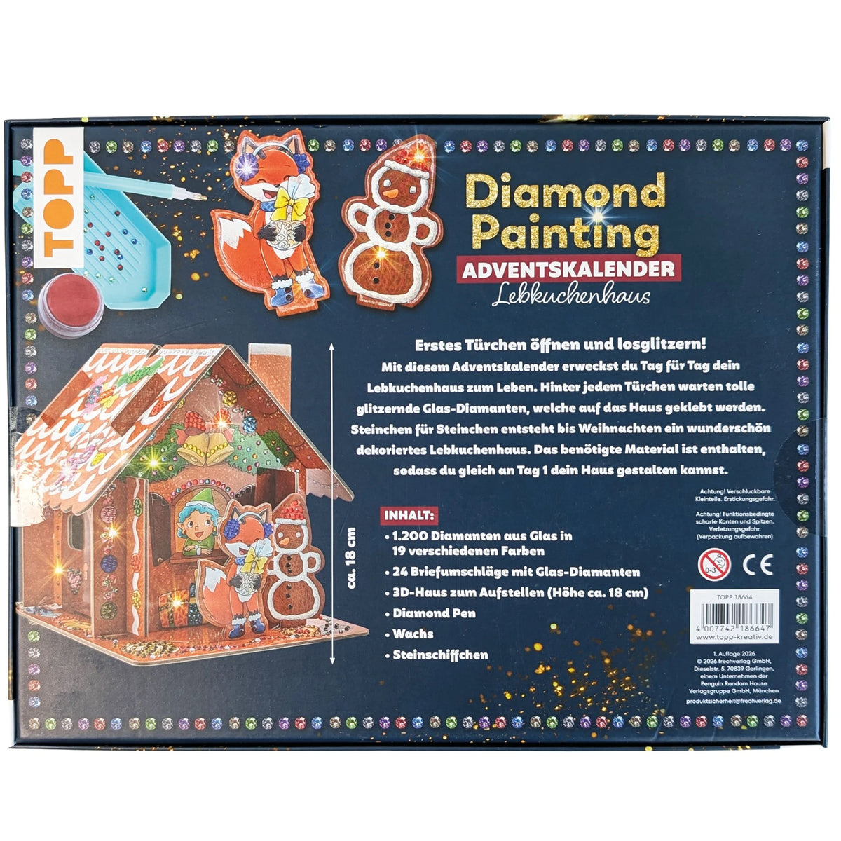 Diamond Painting Adventskalender Lebkuchenhaus. Mit Material und Werkzeug – Ansicht