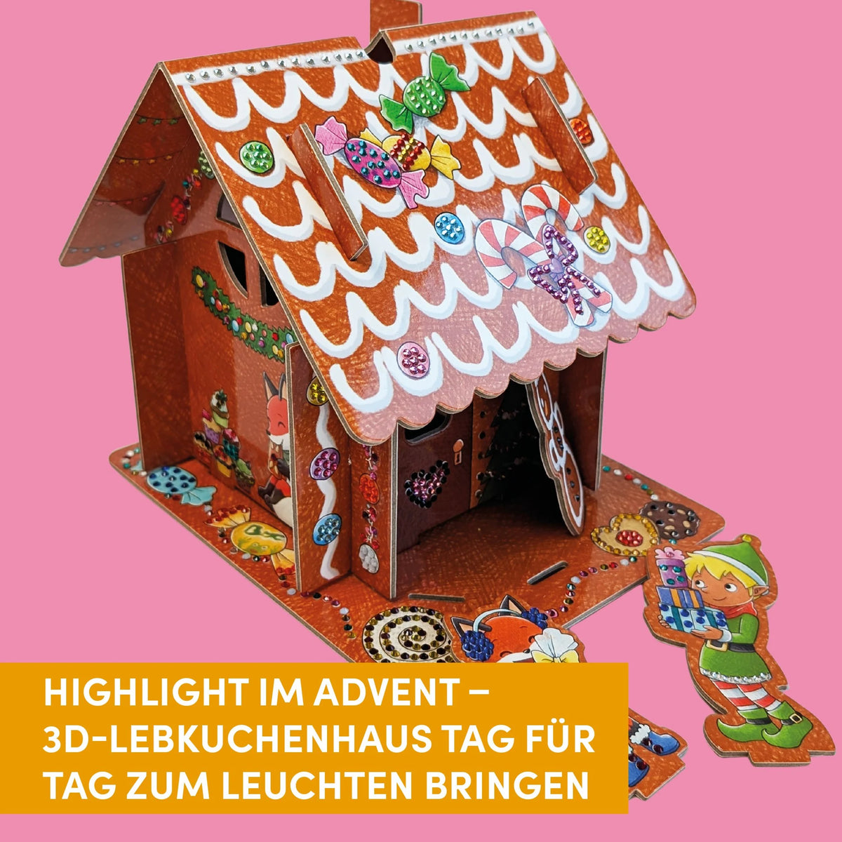 Diamond Painting Adventskalender Lebkuchenhaus. Mit Material und Werkzeug – Ansicht