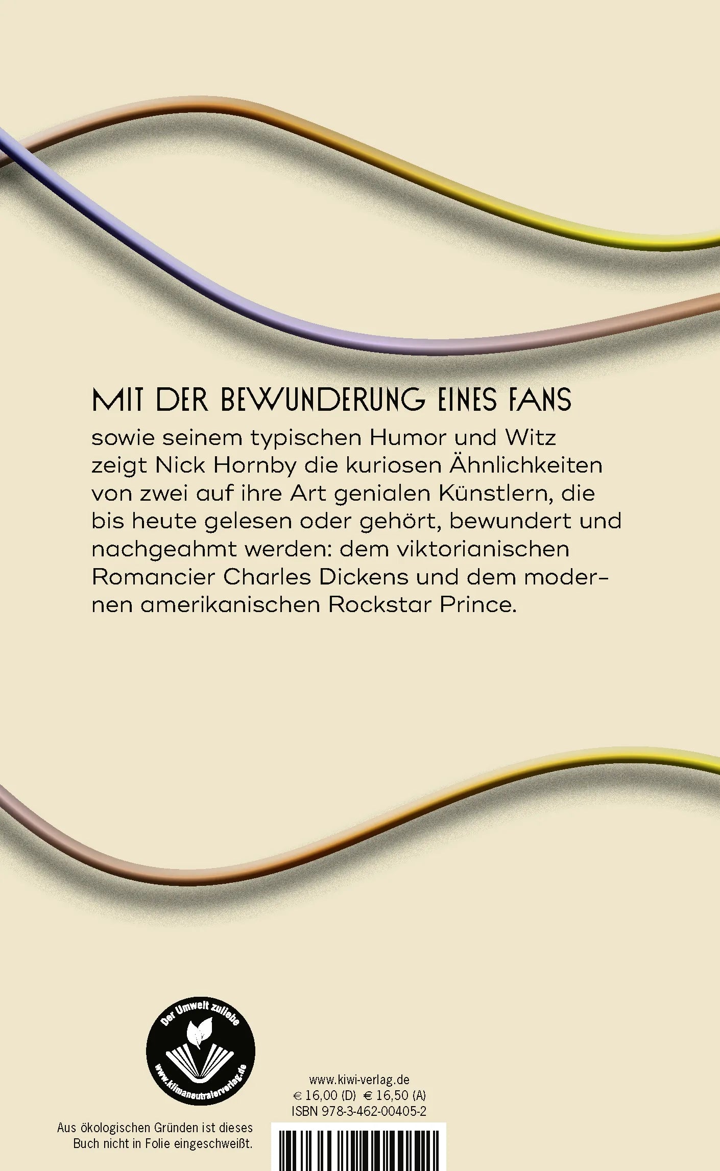 Buchrückseite von 'Dickens und Prince' mit Klappentext - Gebundene Ausgabe