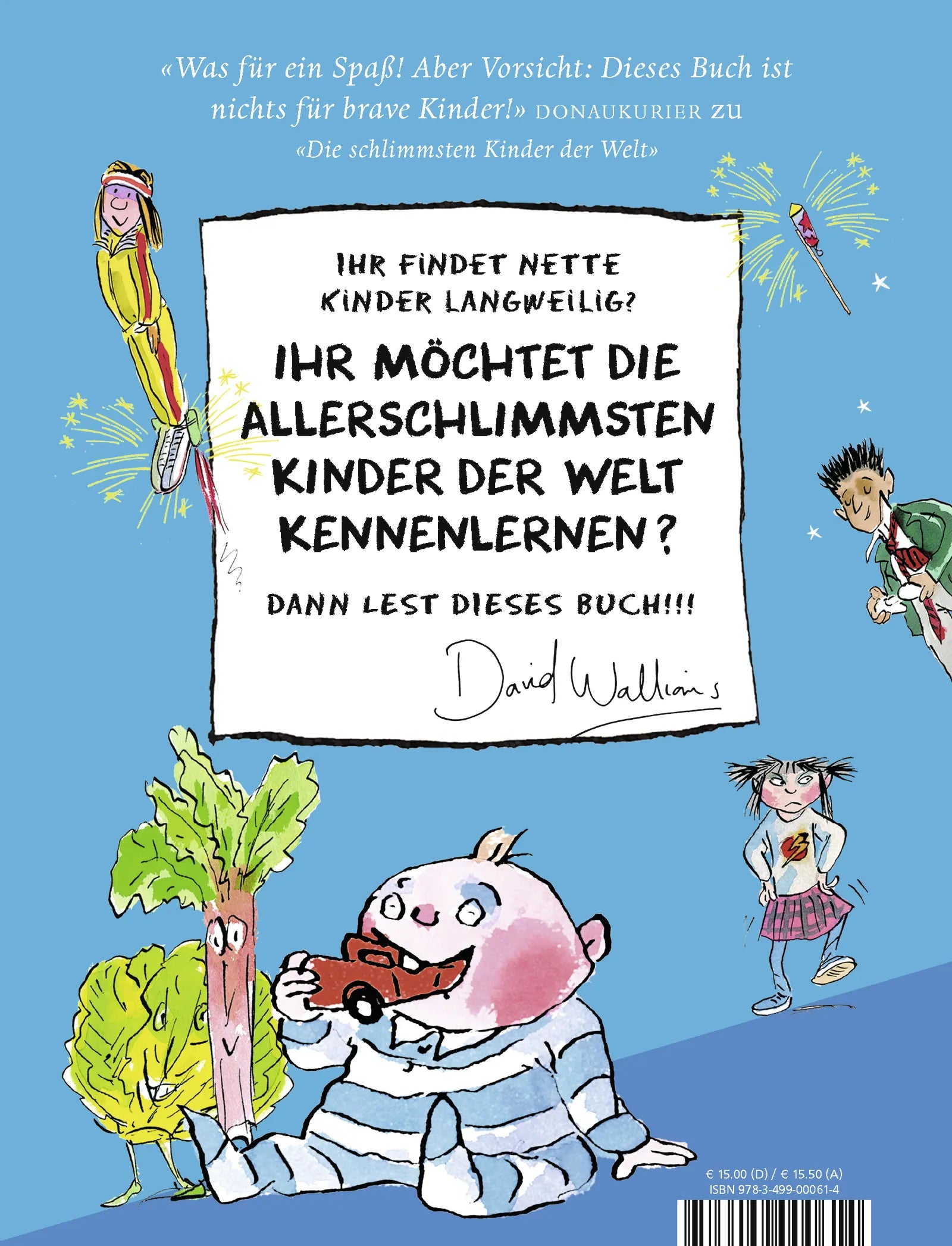 Buchrückseite von 'Die allerschlimmsten Kinder der Welt' mit Klappentext - Gebundene Ausgabe