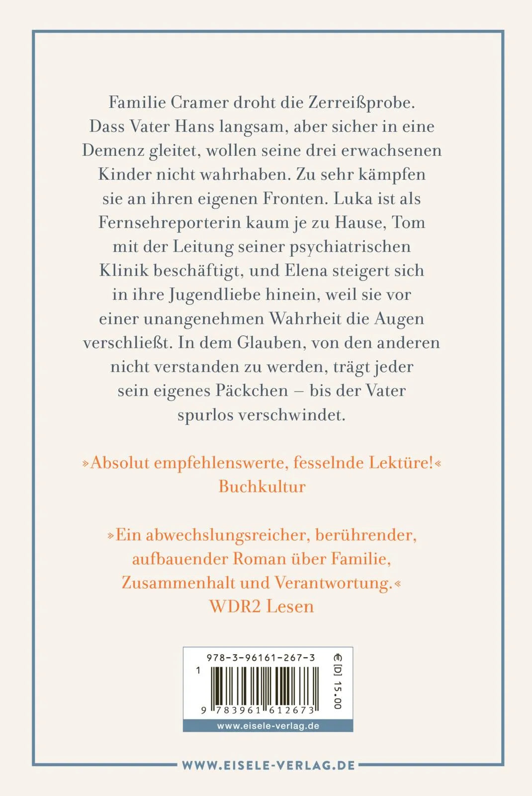 Buchrückseite von 'Die andern sind das weite Meer' mit Klappentext - Taschenbuch