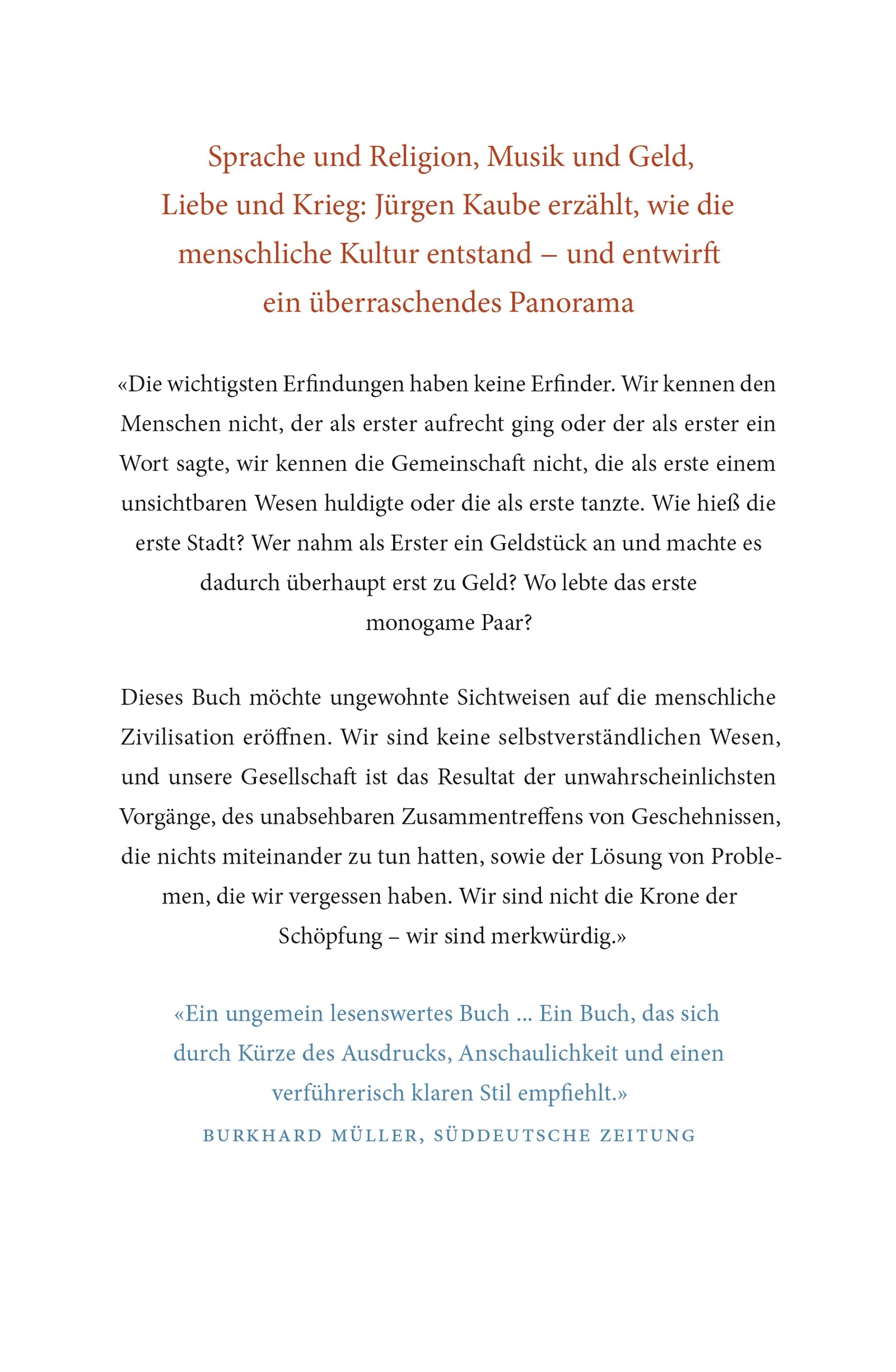 Buchrückseite von 'Die Anfänge von allem' mit Klappentext - Gebundene Ausgabe