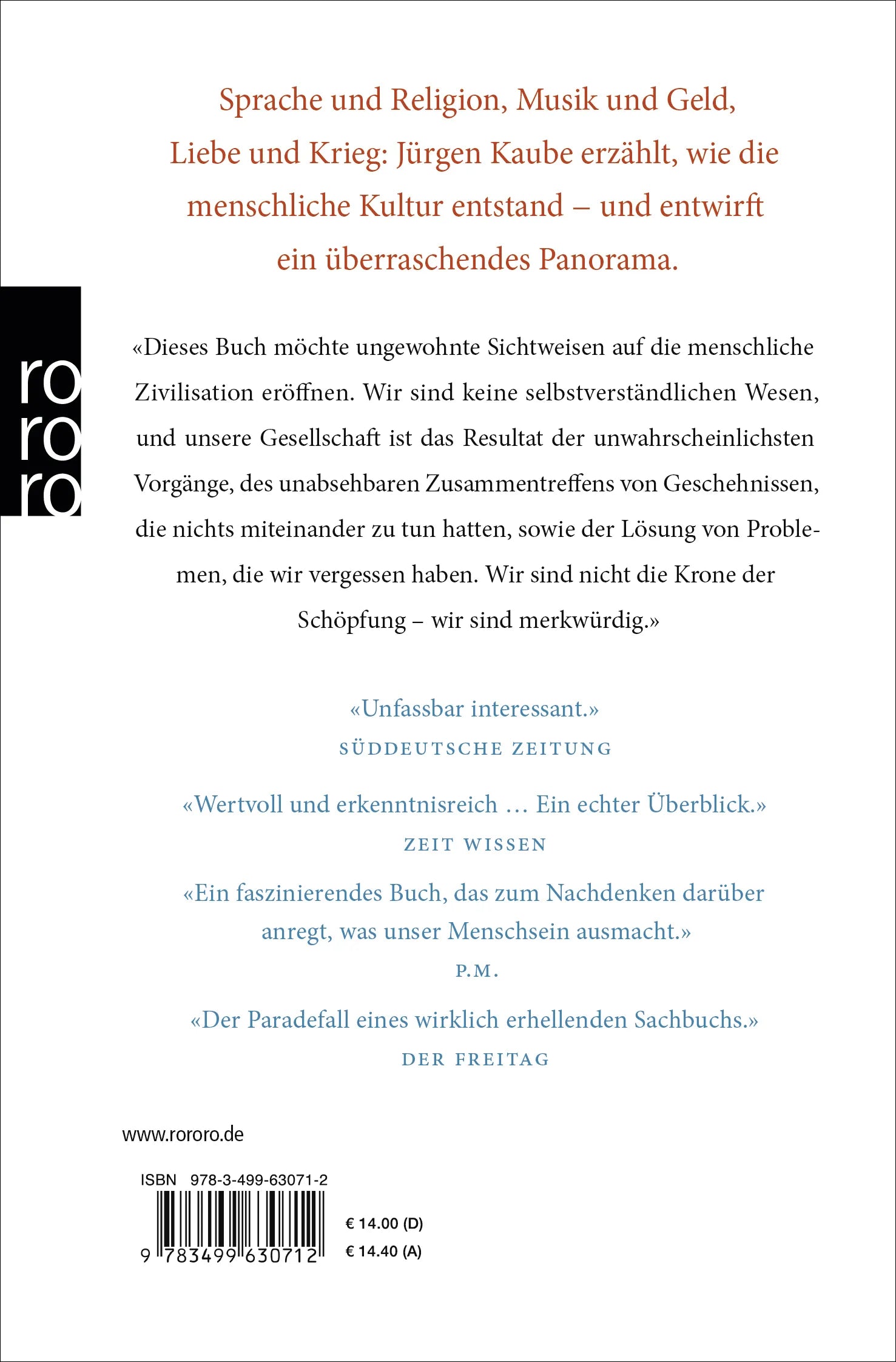 Buchrückseite von 'Die Anfänge von allem' mit Klappentext - Taschenbuch
