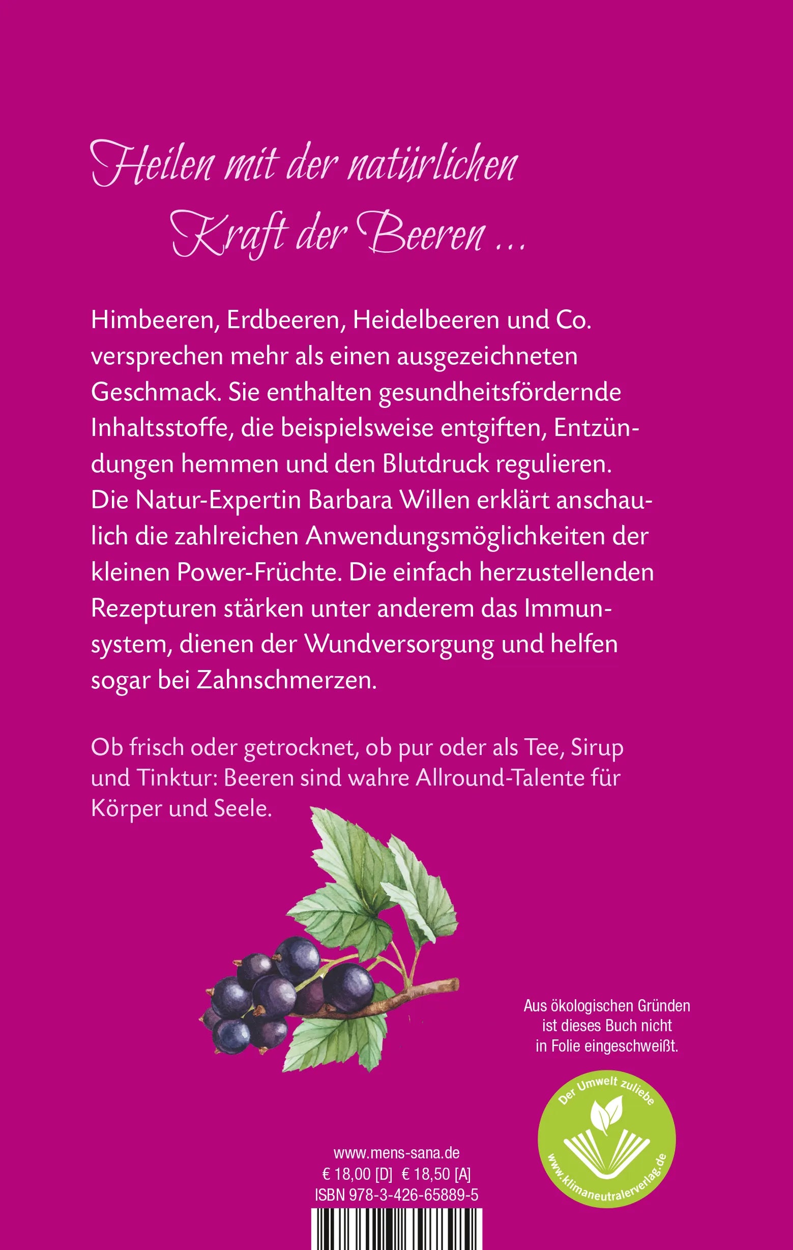Buchrückseite von 'Die Beeren-Apotheke' mit Klappentext - Gebundene Ausgabe