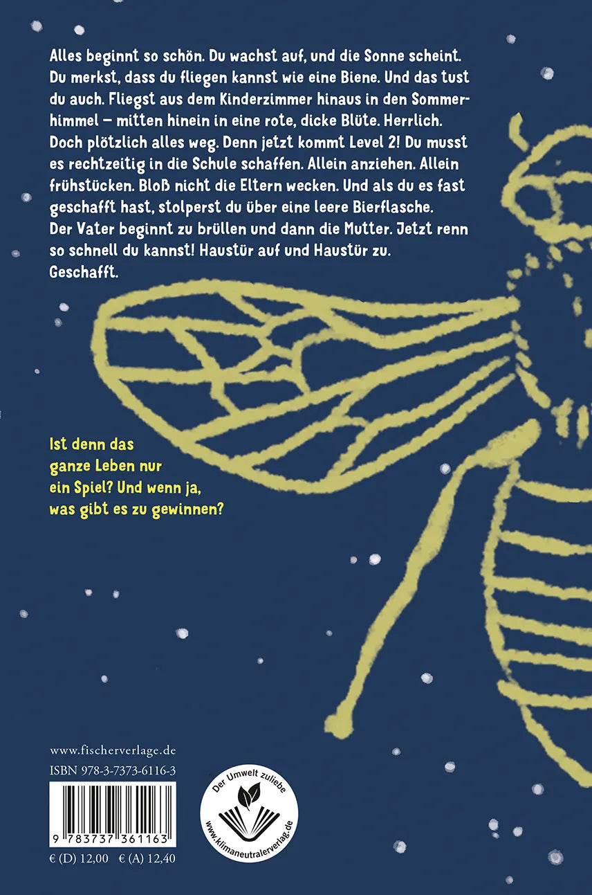 Buchrückseite von 'Die Biene im Kopf' mit Klappentext - Gebundene Ausgabe
