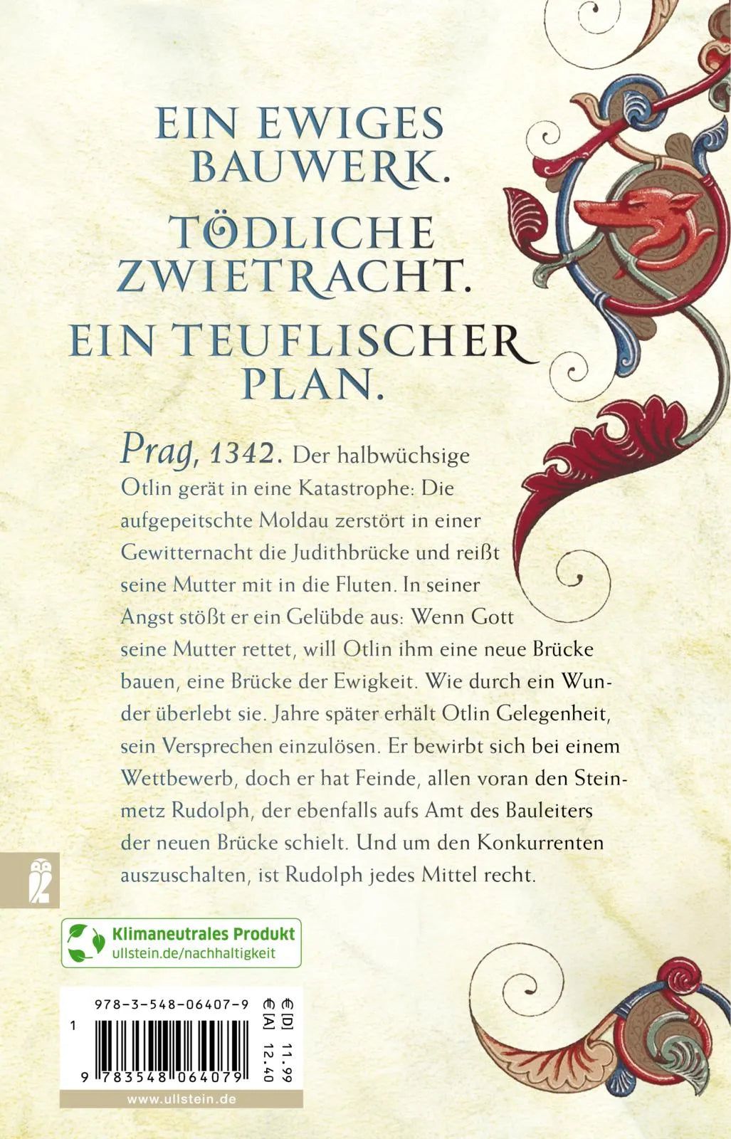 Buchrückseite von 'Die Brücke der Ewigkeit' mit Klappentext - Taschenbuch
