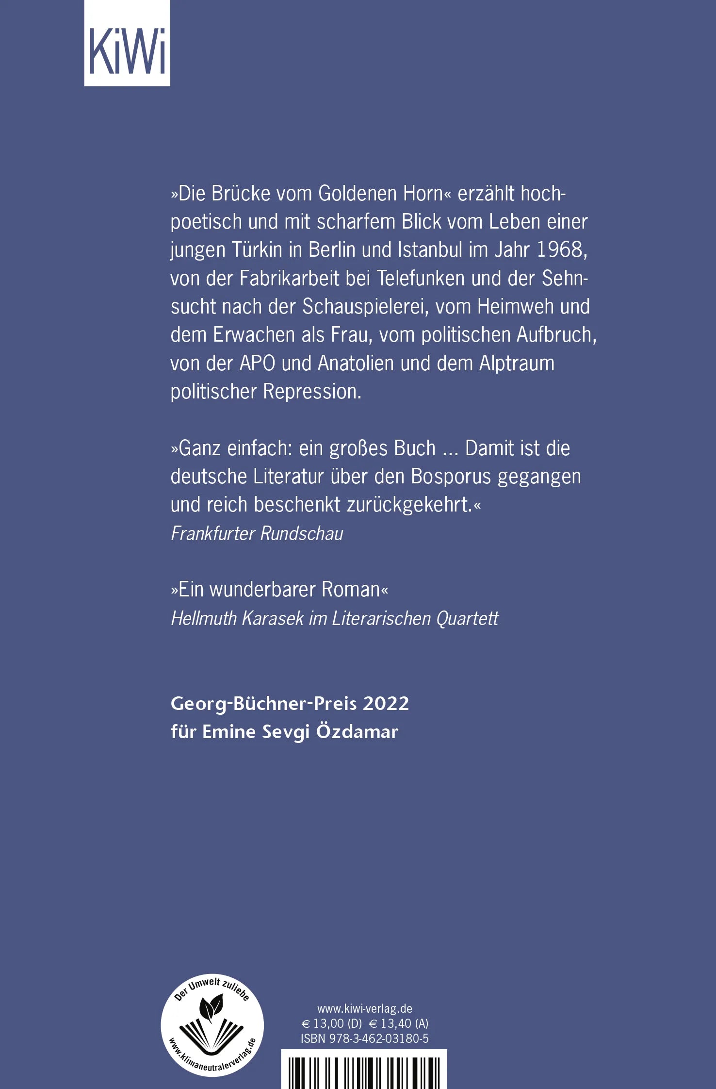 Buchrückseite von 'Die Brücke vom Goldenen Horn' mit Klappentext - Taschenbuch