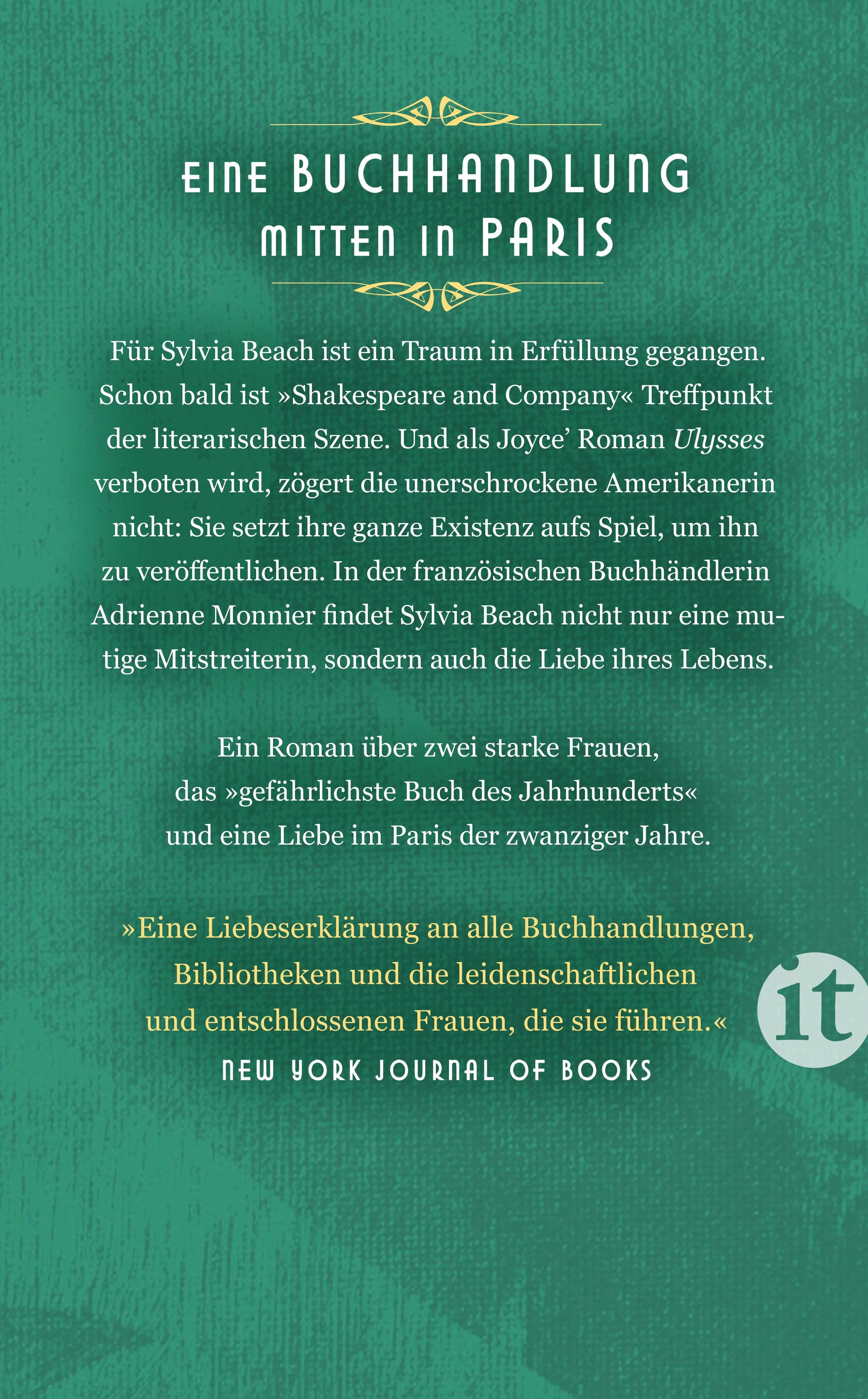 Buchrückseite von 'Die Buchhändlerin von Paris' mit Klappentext - Taschenbuch