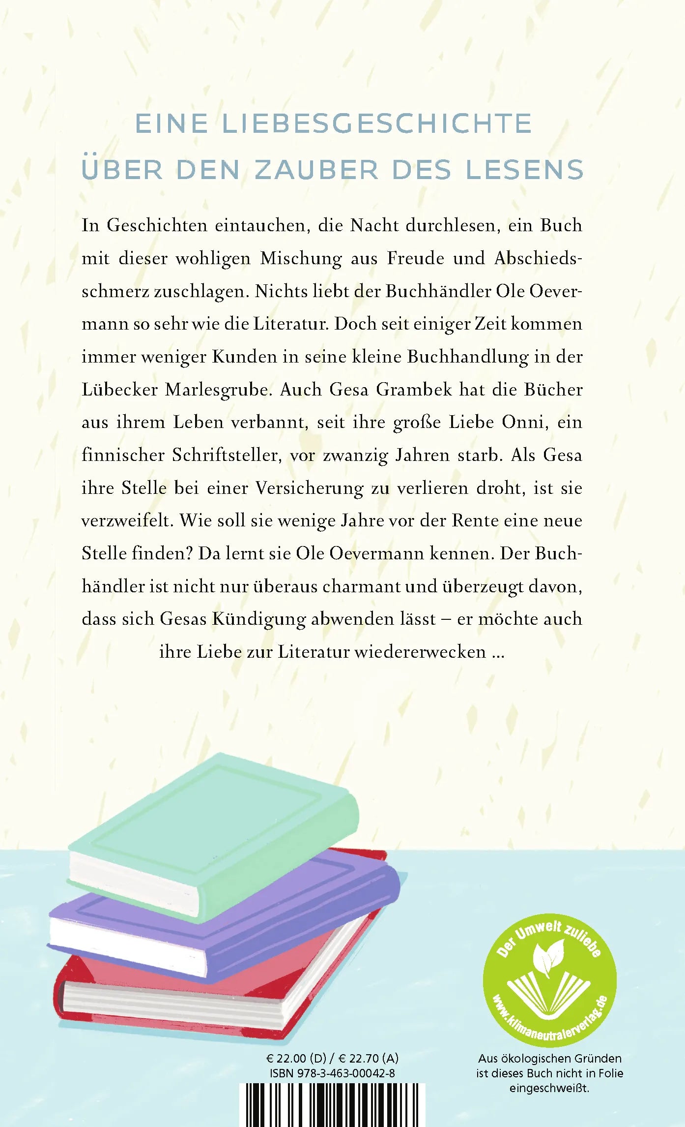 Buchrückseite von 'Die Buchverliebten' mit Klappentext - Gebundene Ausgabe