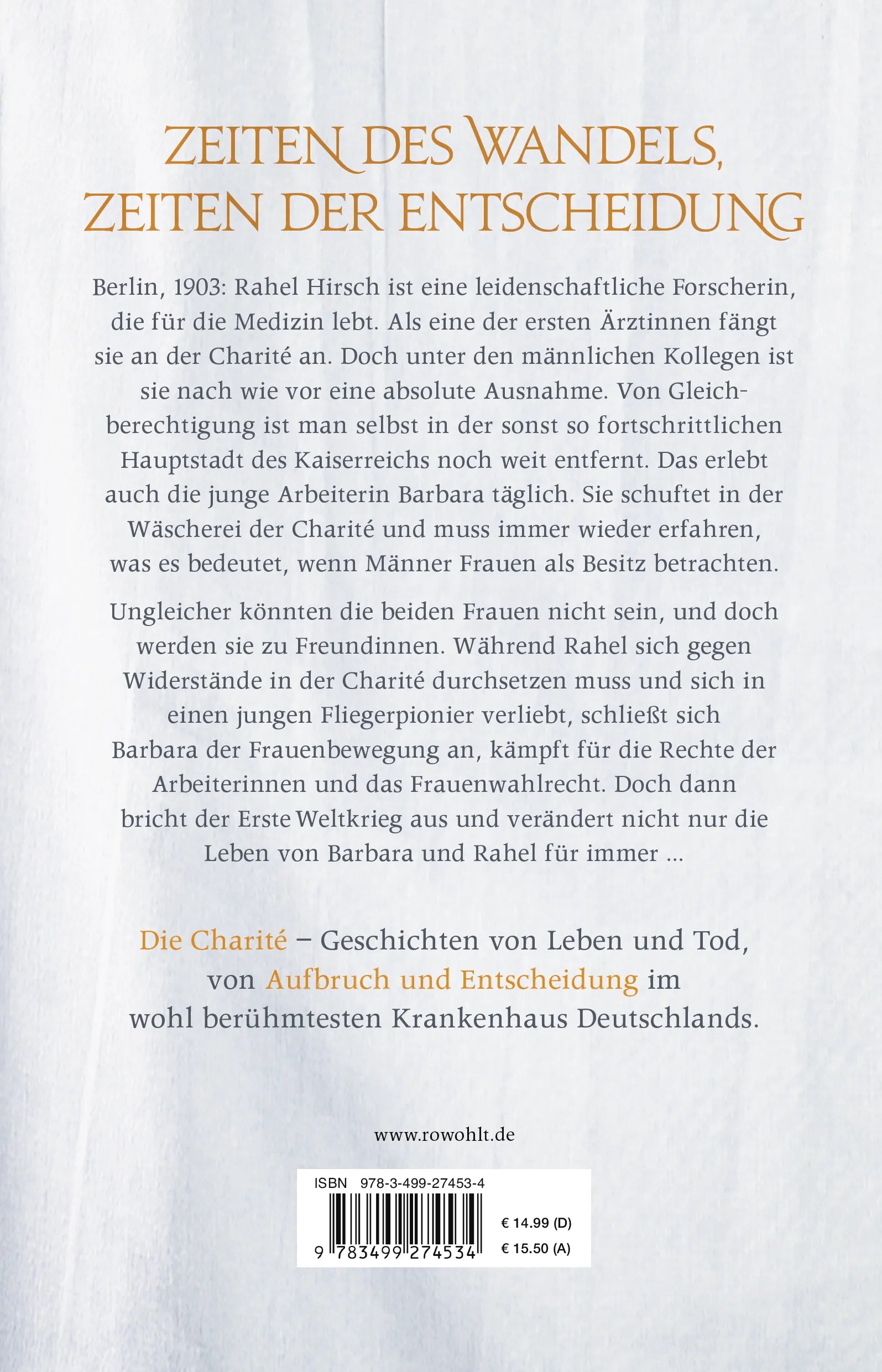 Buchrückseite von 'Die Charité: Aufbruch und Entscheidung' mit Klappentext - Paperback
