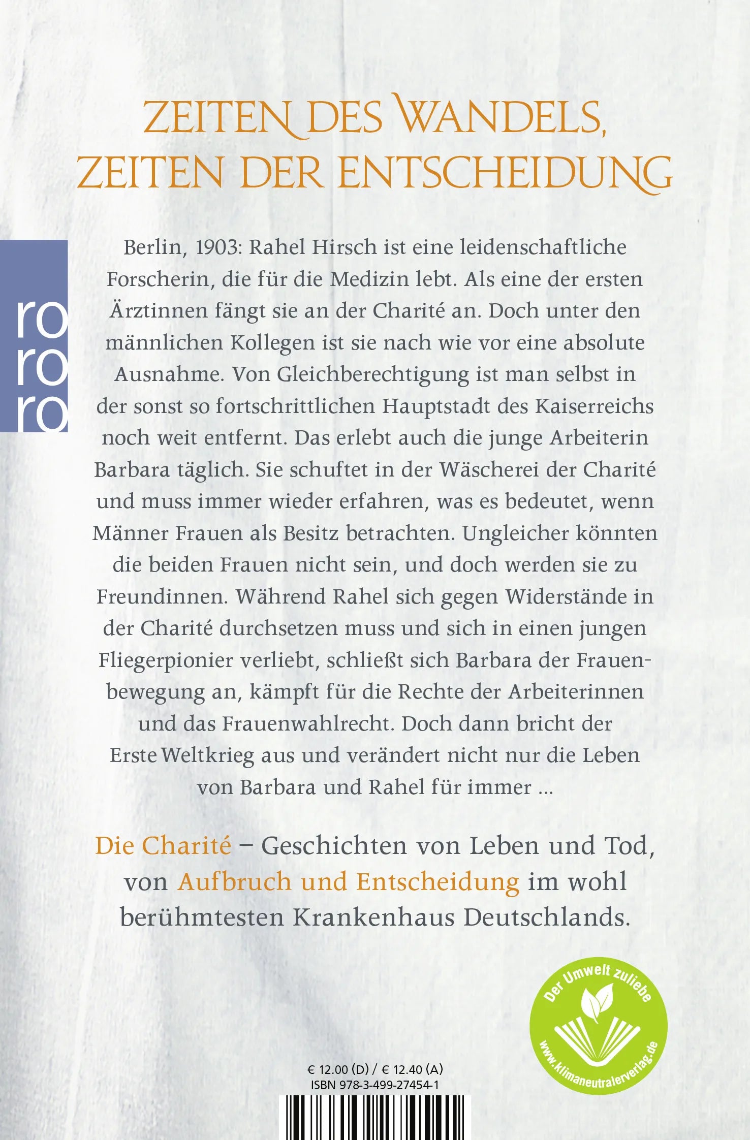 Buchrückseite von 'Die Charité: Aufbruch und Entscheidung' mit Klappentext - Taschenbuch