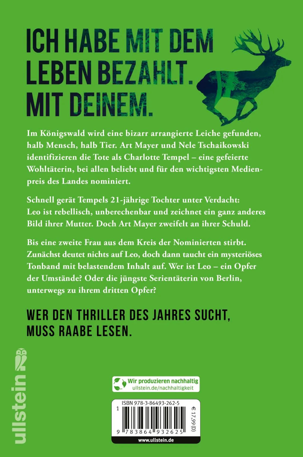 Buchrückseite von 'Die Dämmerung' mit Klappentext - Paperback