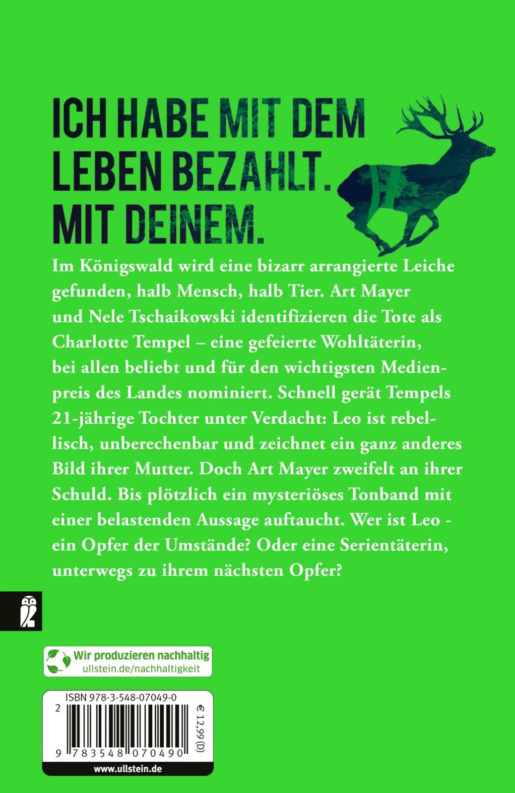 Buchrückseite von 'Die Dämmerung' mit Klappentext - Taschenbuch