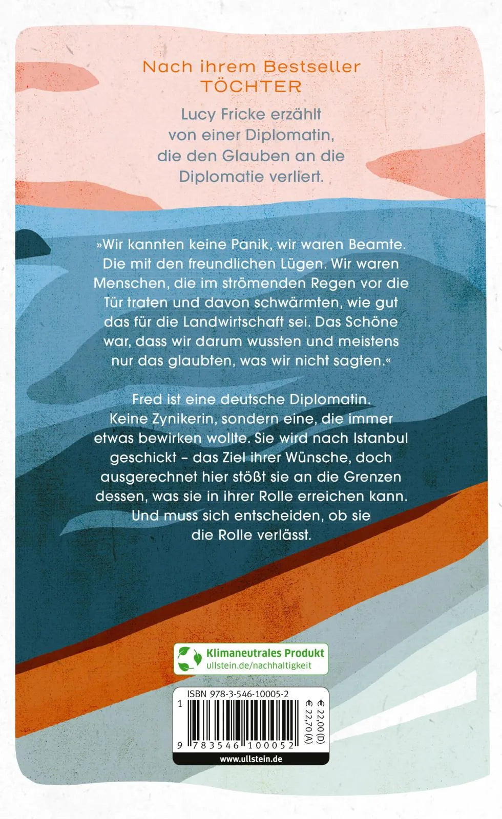 Buchrückseite von 'Die Diplomatin' mit Klappentext - Gebundene Ausgabe