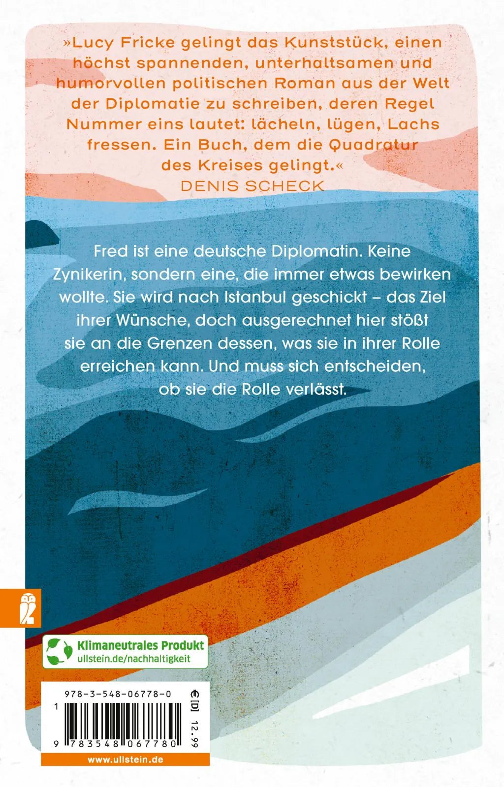 Buchrückseite von 'Die Diplomatin' mit Klappentext - Taschenbuch