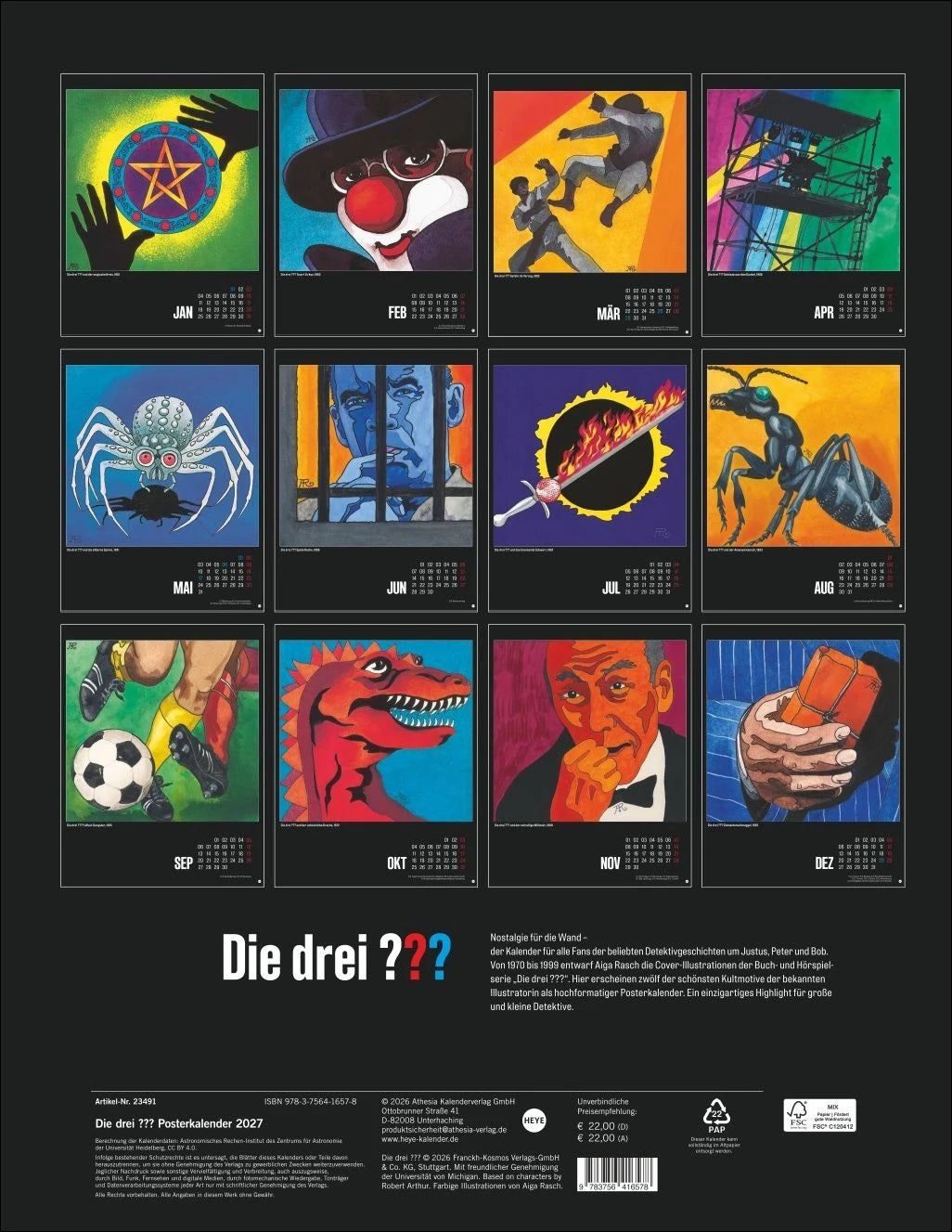 Die drei ??? Posterkalender 2027 – Ansicht
