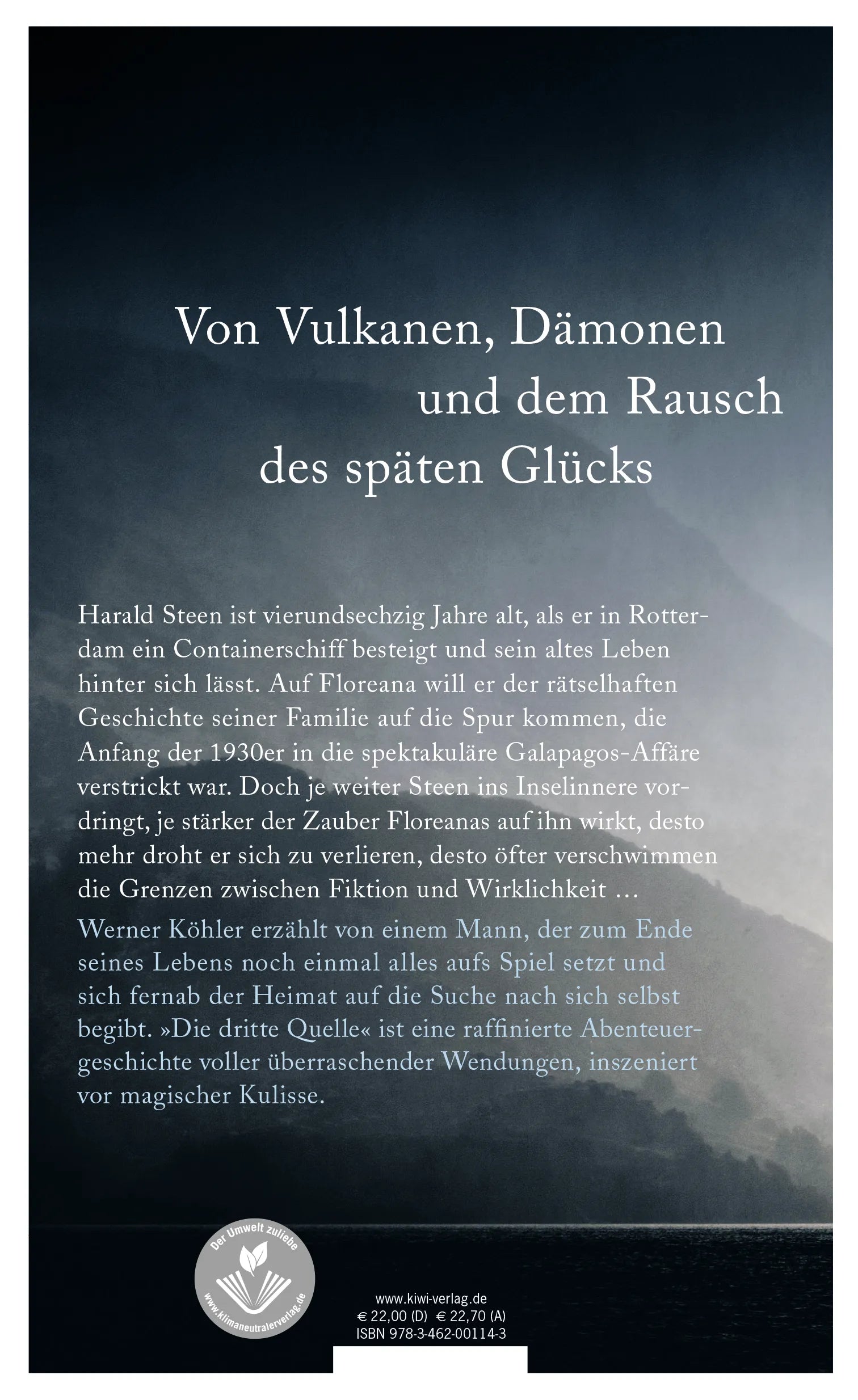 Buchrückseite von 'Die dritte Quelle' mit Klappentext - Gebundene Ausgabe