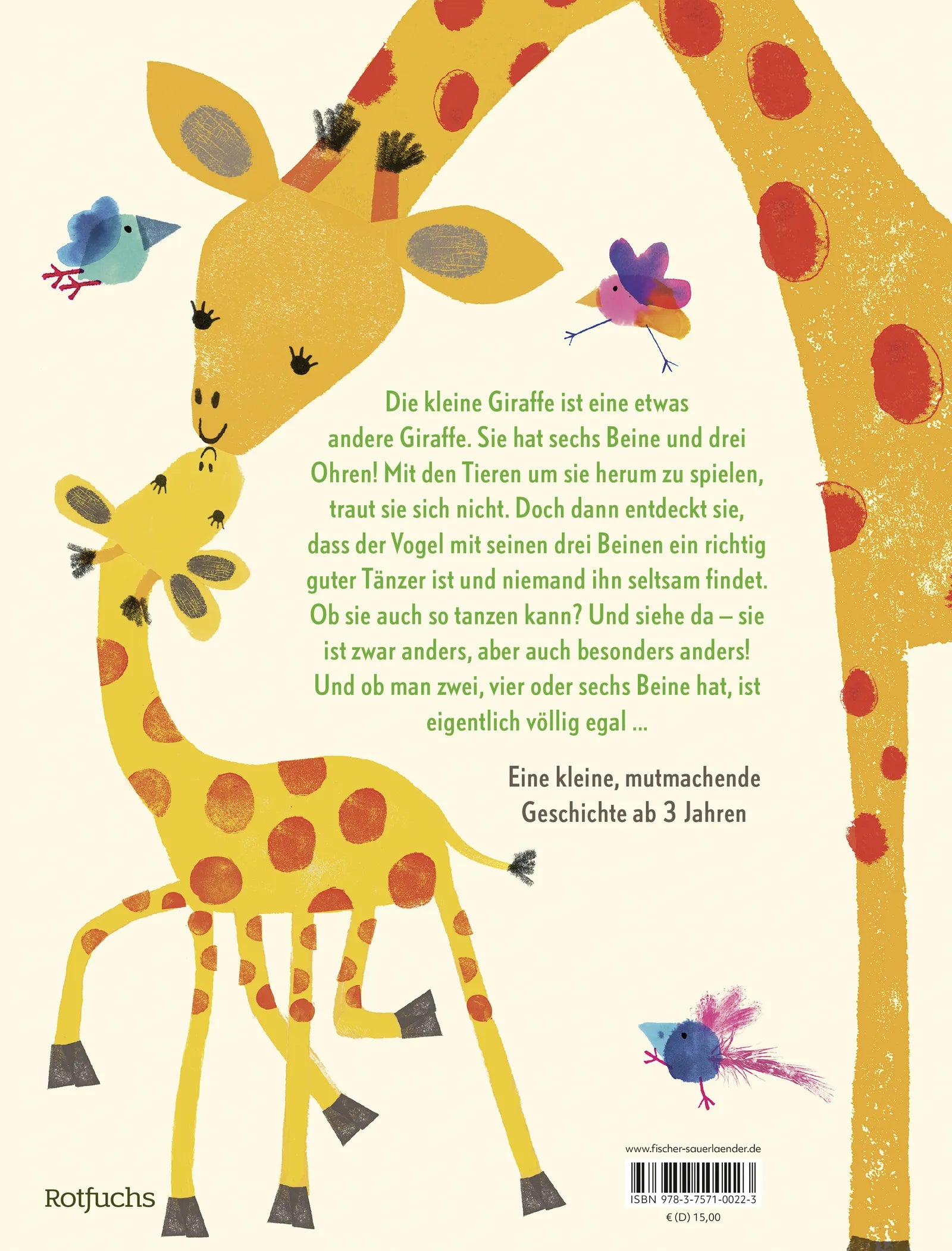 Buchrückseite von 'Die etwas andere Giraffe' mit Klappentext - Gebundene Ausgabe