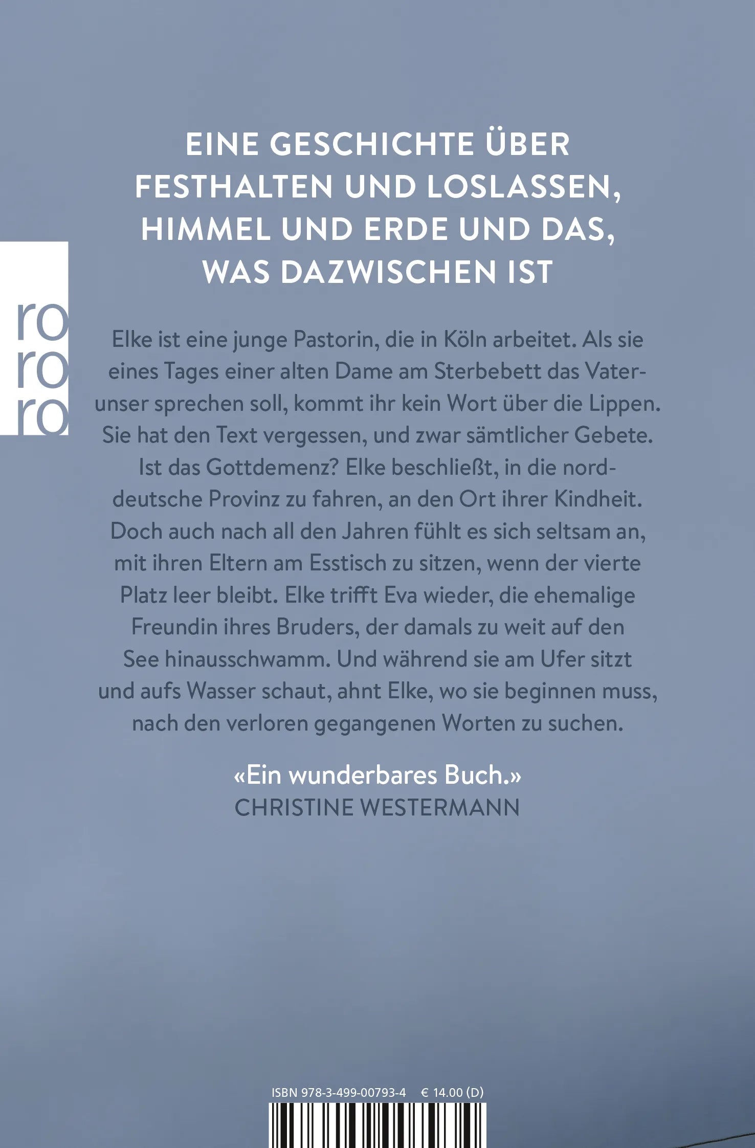 Buchrückseite von 'Die Ewigkeit ist ein guter Ort' mit Klappentext - Taschenbuch