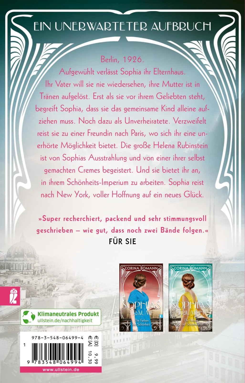 Buchrückseite von 'Die Farben der Schönheit – Sophias Hoffnung' mit Klappentext - Taschenbuch