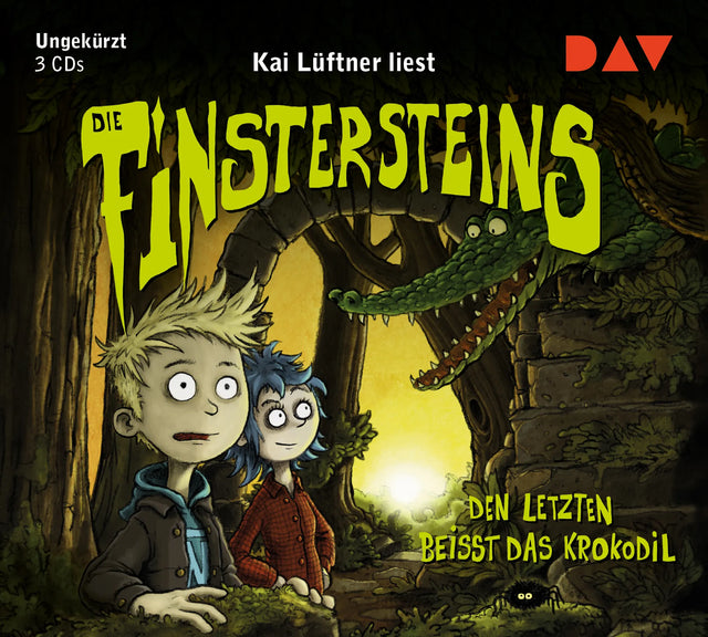 Buchcover von 'Die Finstersteins – Teil 3: Den Letzten beißt das Krokodil!' - Hörbuch (CD) von Kai Lüftner