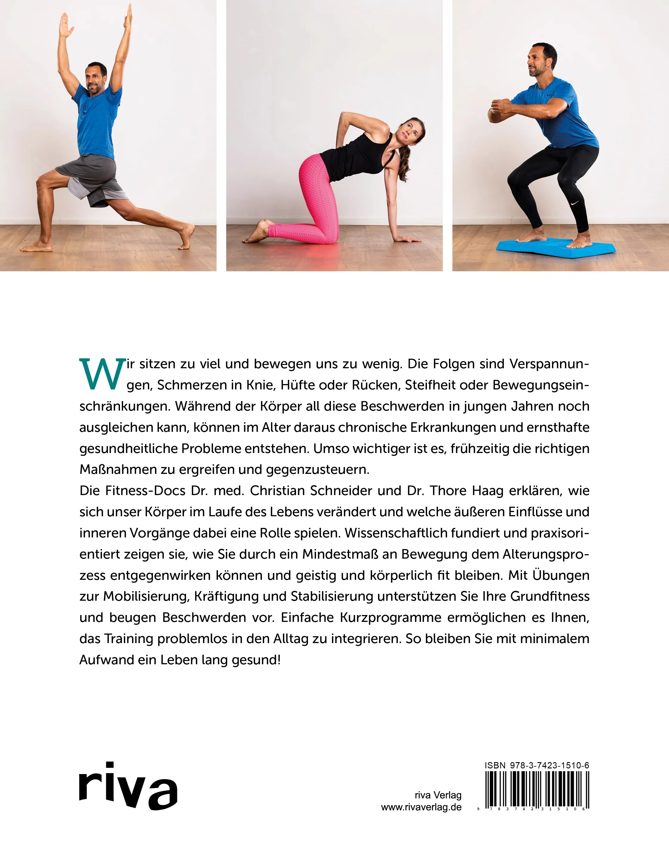 Buchrückseite von 'Die Fitness-Docs' mit Klappentext - Taschenbuch