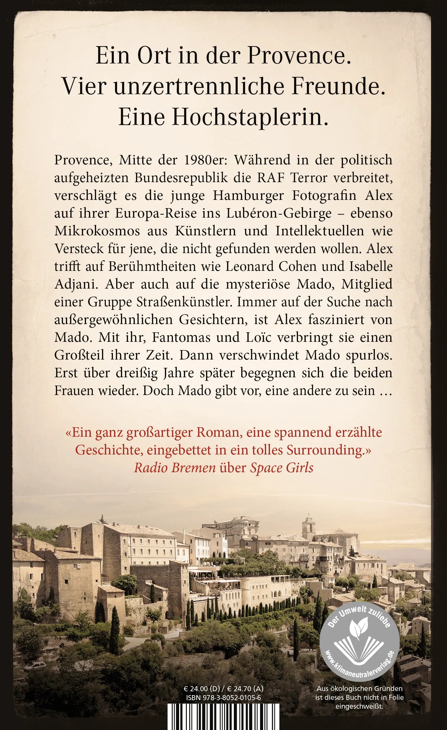 Buchrückseite von 'Die Frau, die es nicht mehr gibt' mit Klappentext - Gebundene Ausgabe