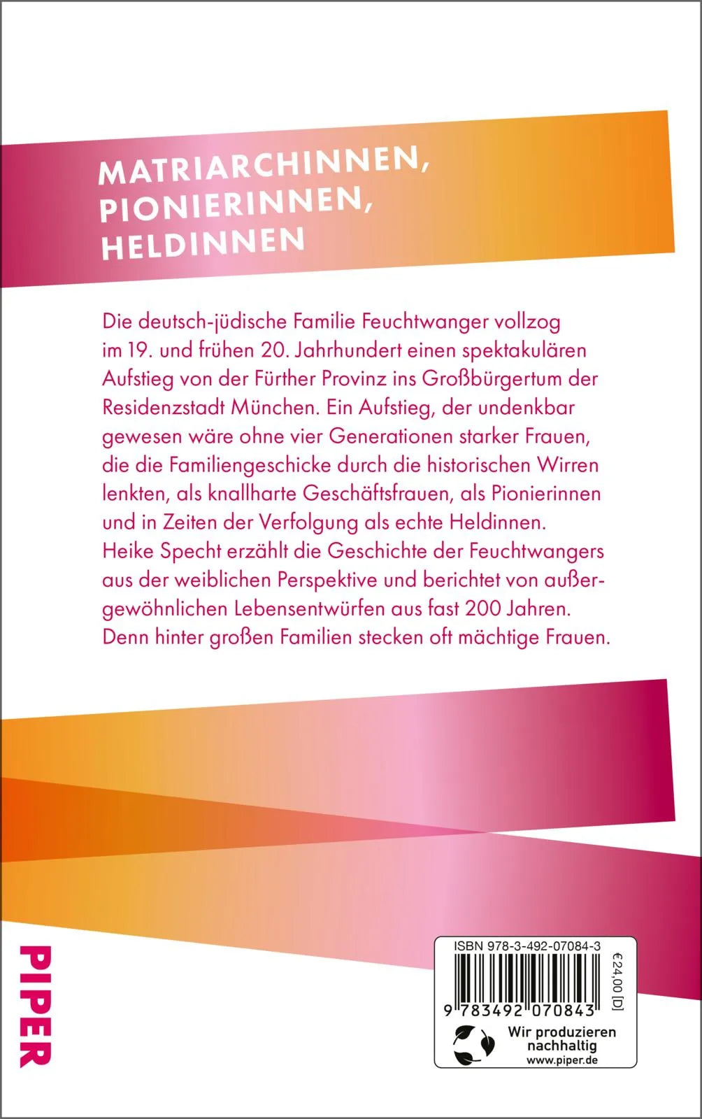 Buchrückseite von 'Die Frauen der Familie Feuchtwanger' mit Klappentext - Gebundene Ausgabe