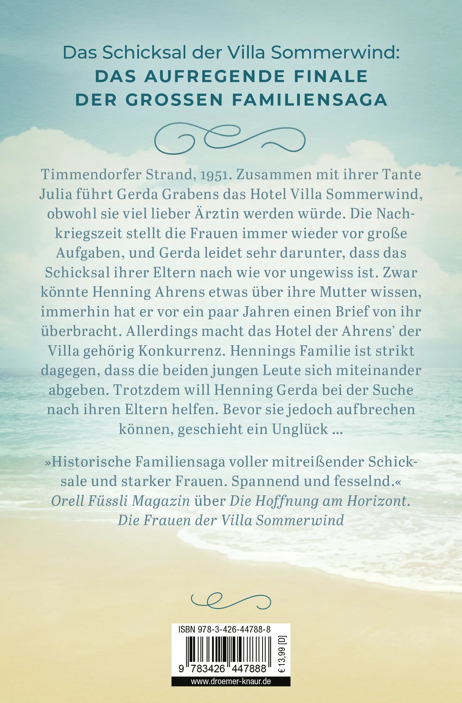 Buchrückseite von 'Die Frauen der Villa Sommerwind. Die Liebe am Horizont' mit Klappentext - Taschenbuch