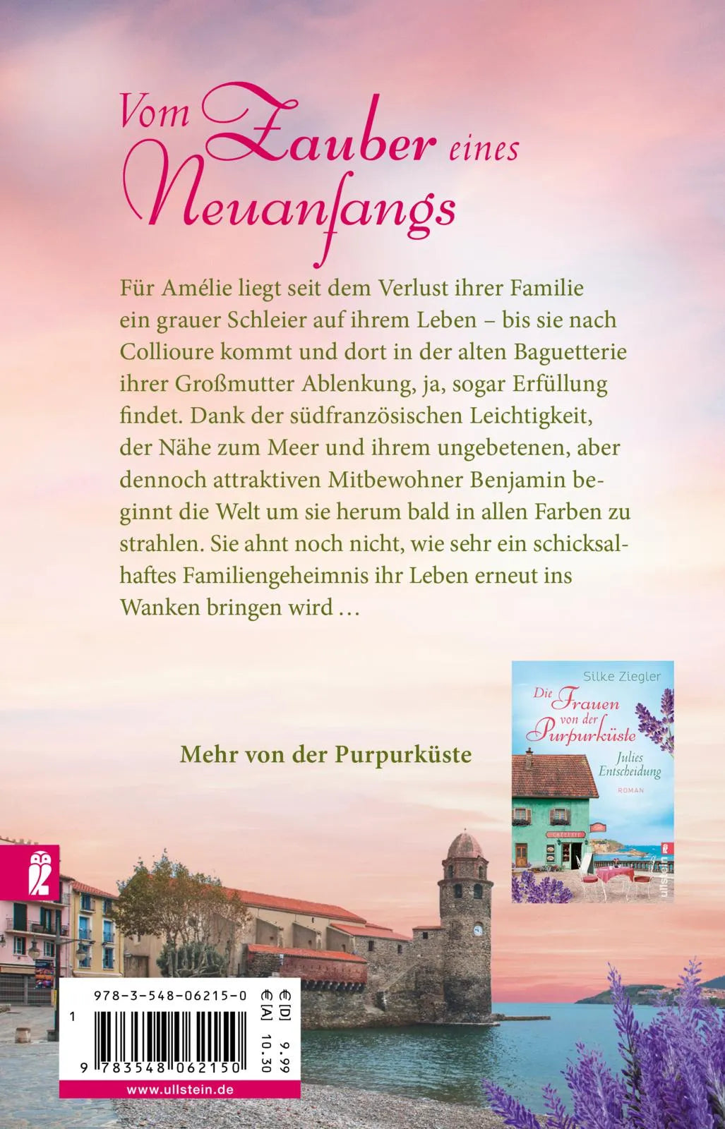 Buchrückseite von 'Die Frauen von der Purpurküste – Isabelles Geheimnis' mit Klappentext - Taschenbuch