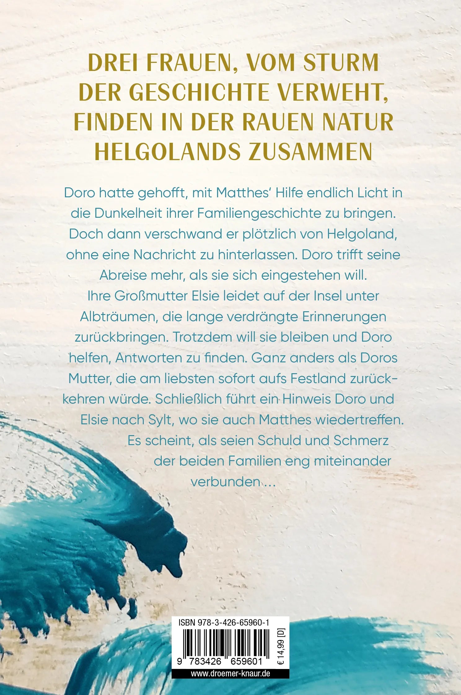 Buchrückseite von 'Die Frauen von Helgoland. Sturmflüsterin' mit Klappentext - Taschenbuch