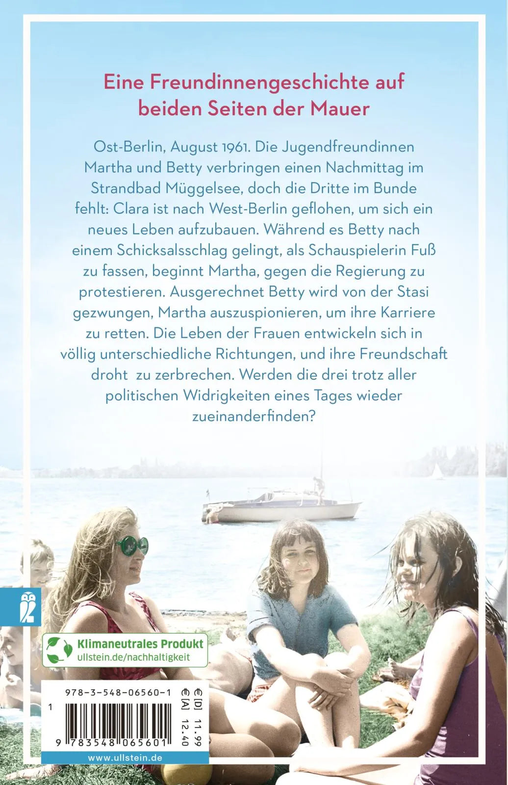 Buchrückseite von 'Die Freundinnen vom Strandbad' mit Klappentext - Taschenbuch