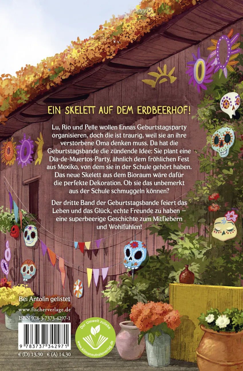 Buchrückseite von 'Die Geburtstagsbande. Ein Fest für alle!' mit Klappentext - Gebundene Ausgabe