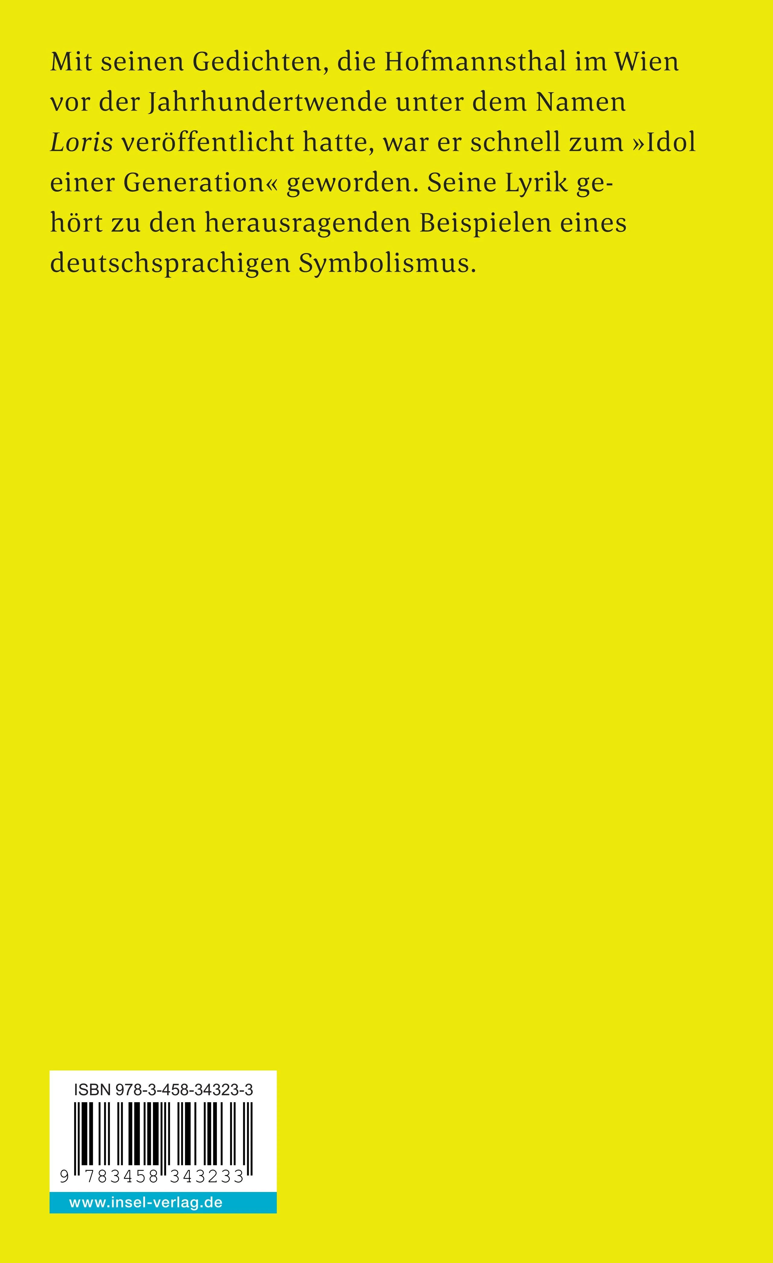 Buchrückseite von 'Die Gedichte' mit Klappentext - Taschenbuch