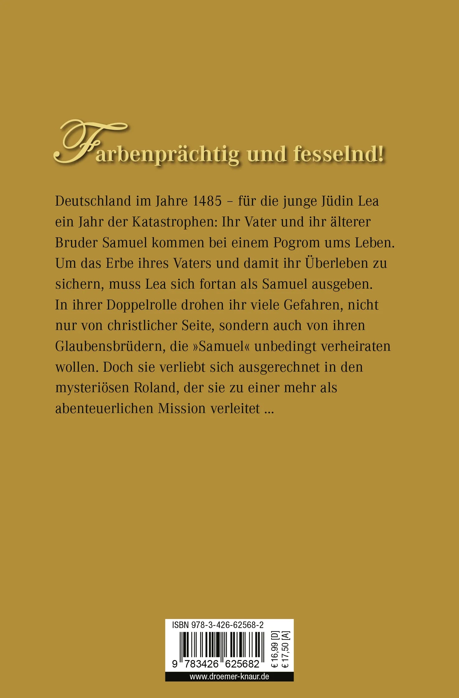 Buchrückseite von 'Die Goldhändlerin' mit Klappentext - Taschenbuch
