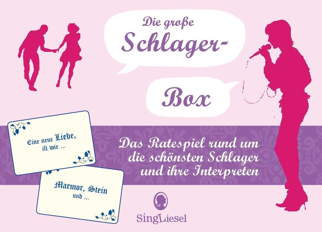 Quizspiel: Die große Schlager-Box. Das Spiel für Senioren rund um die schönsten deutschen Schlager. Spiele Box mit 100 Karten.
