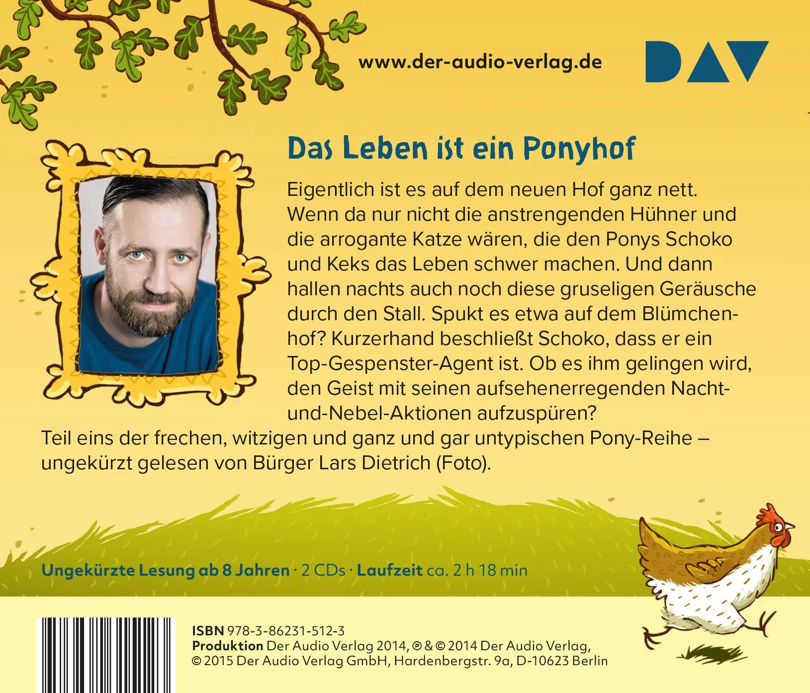 Buchrückseite von 'Die Haferhorde – Teil 1: Flausen im Schopf' mit Klappentext - Hörbuch (CD)