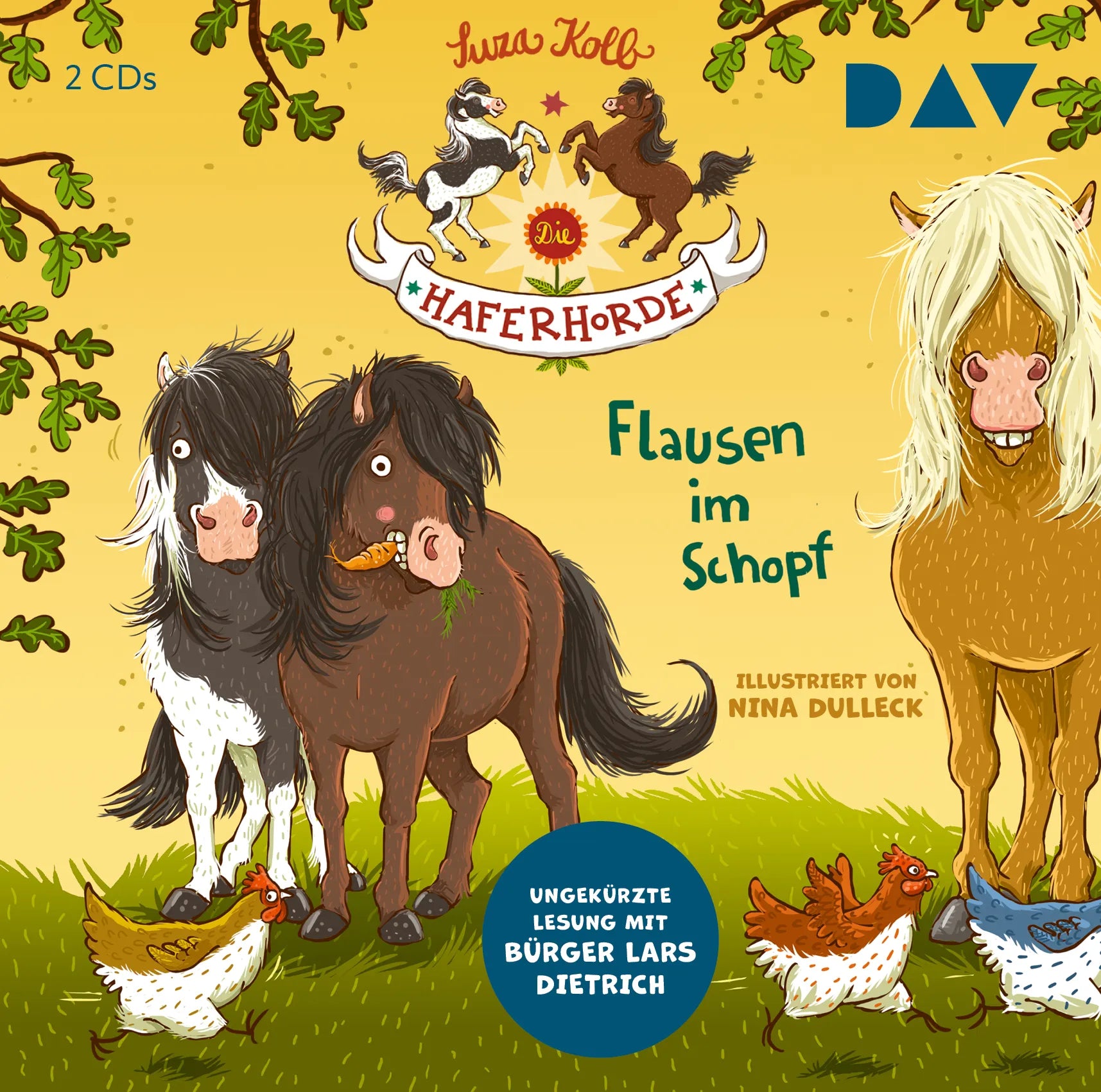 Buchcover von 'Die Haferhorde – Teil 1: Flausen im Schopf' - Hörbuch (CD) von Suza Kolb
