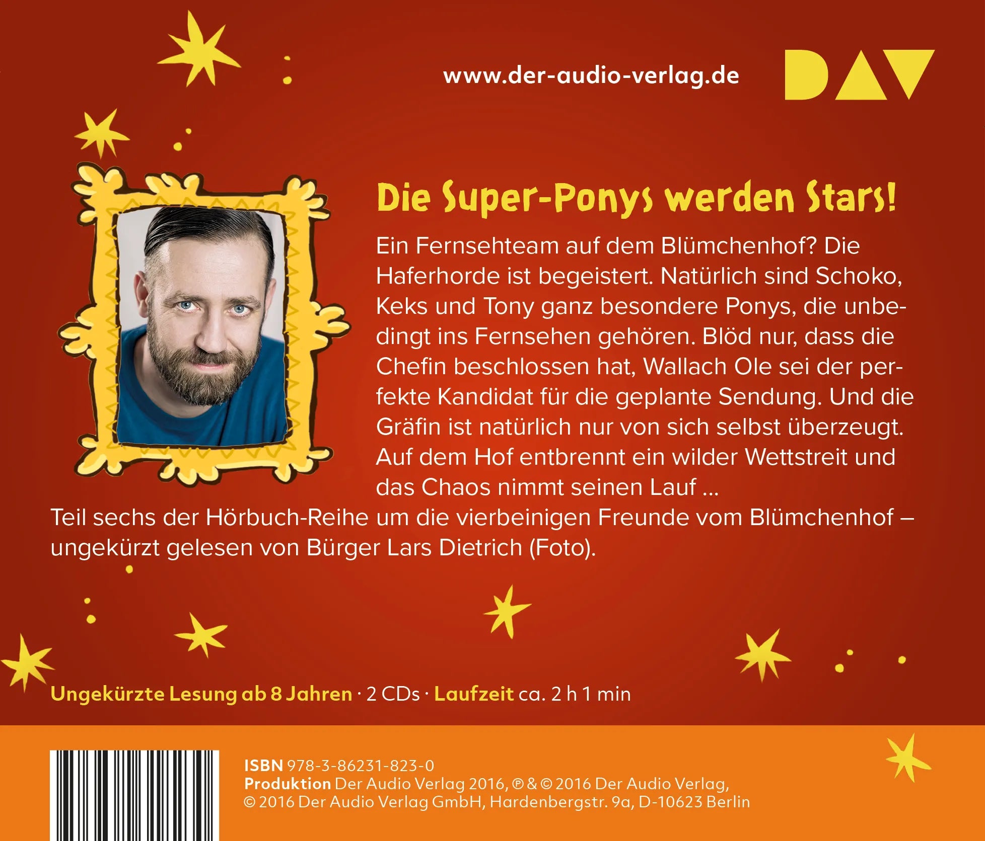Buchrückseite von 'Die Haferhorde – Teil 6: Hopp, hopp, hurra!' mit Klappentext - Hörbuch (CD)
