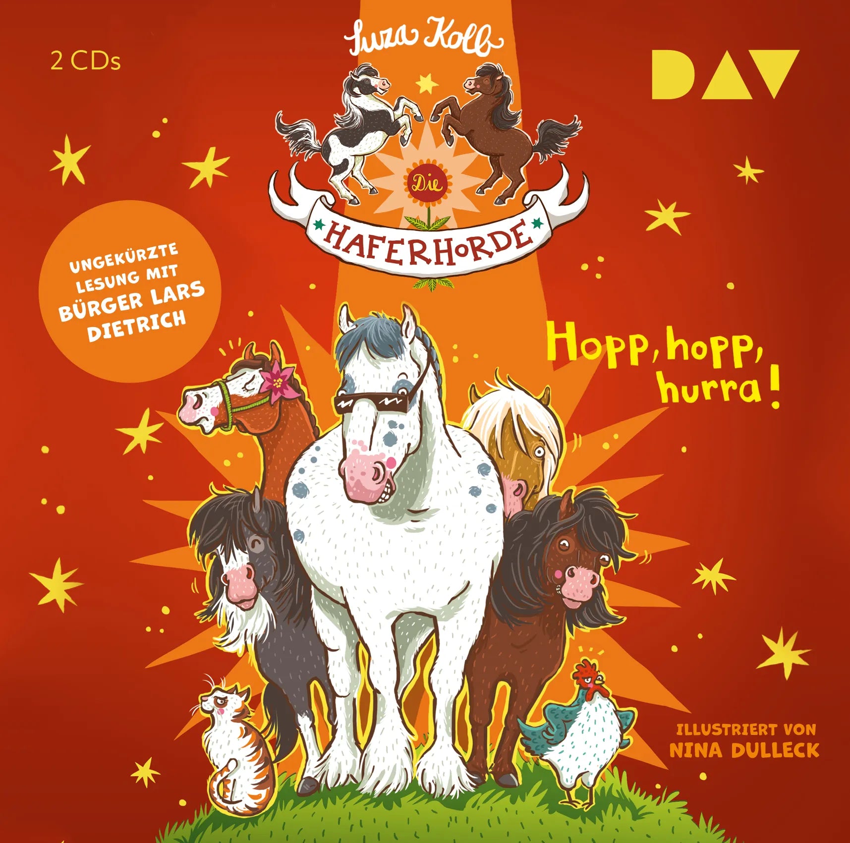 Buchcover von 'Die Haferhorde – Teil 6: Hopp, hopp, hurra!' - Hörbuch (CD) von Suza Kolb