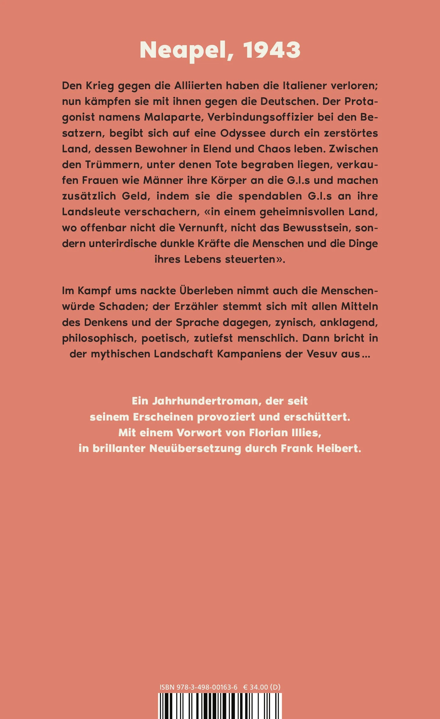 Buchrückseite von 'Die Haut' mit Klappentext - Gebundene Ausgabe