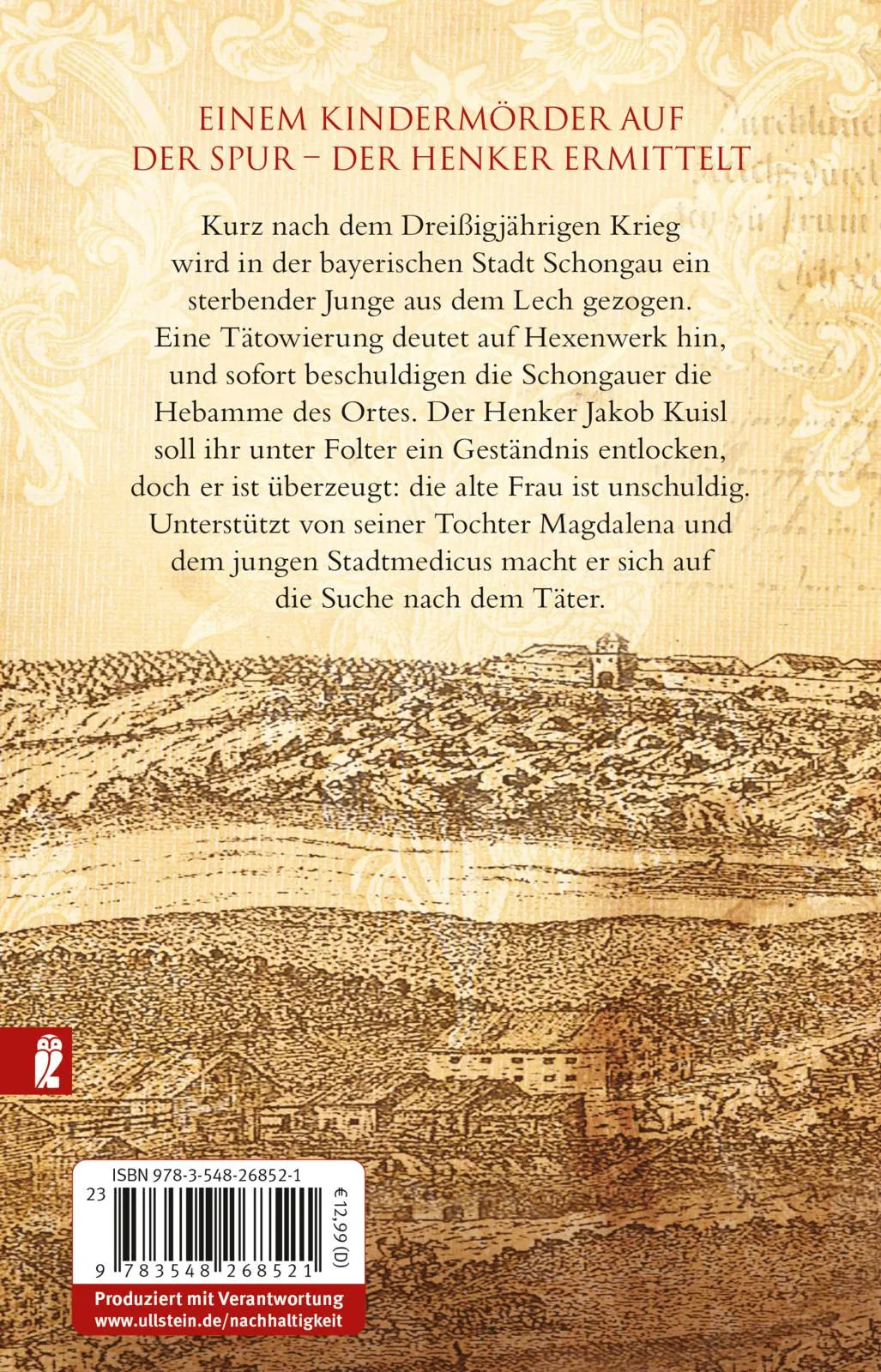 Buchrückseite von 'Die Henkerstochter' mit Klappentext - Taschenbuch