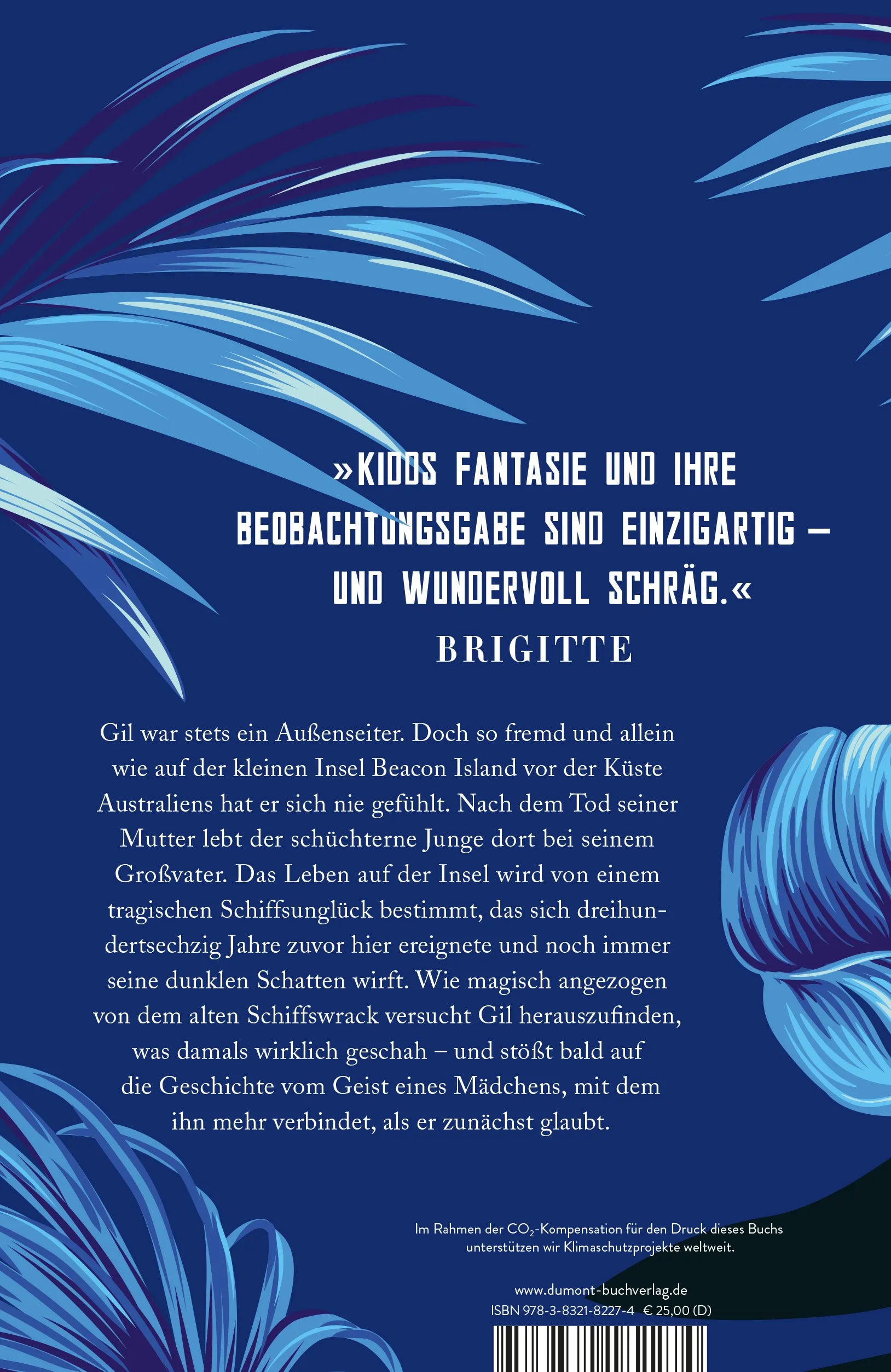 Buchrückseite von 'Die Insel der Unschuldigen' mit Klappentext - Gebundene Ausgabe
