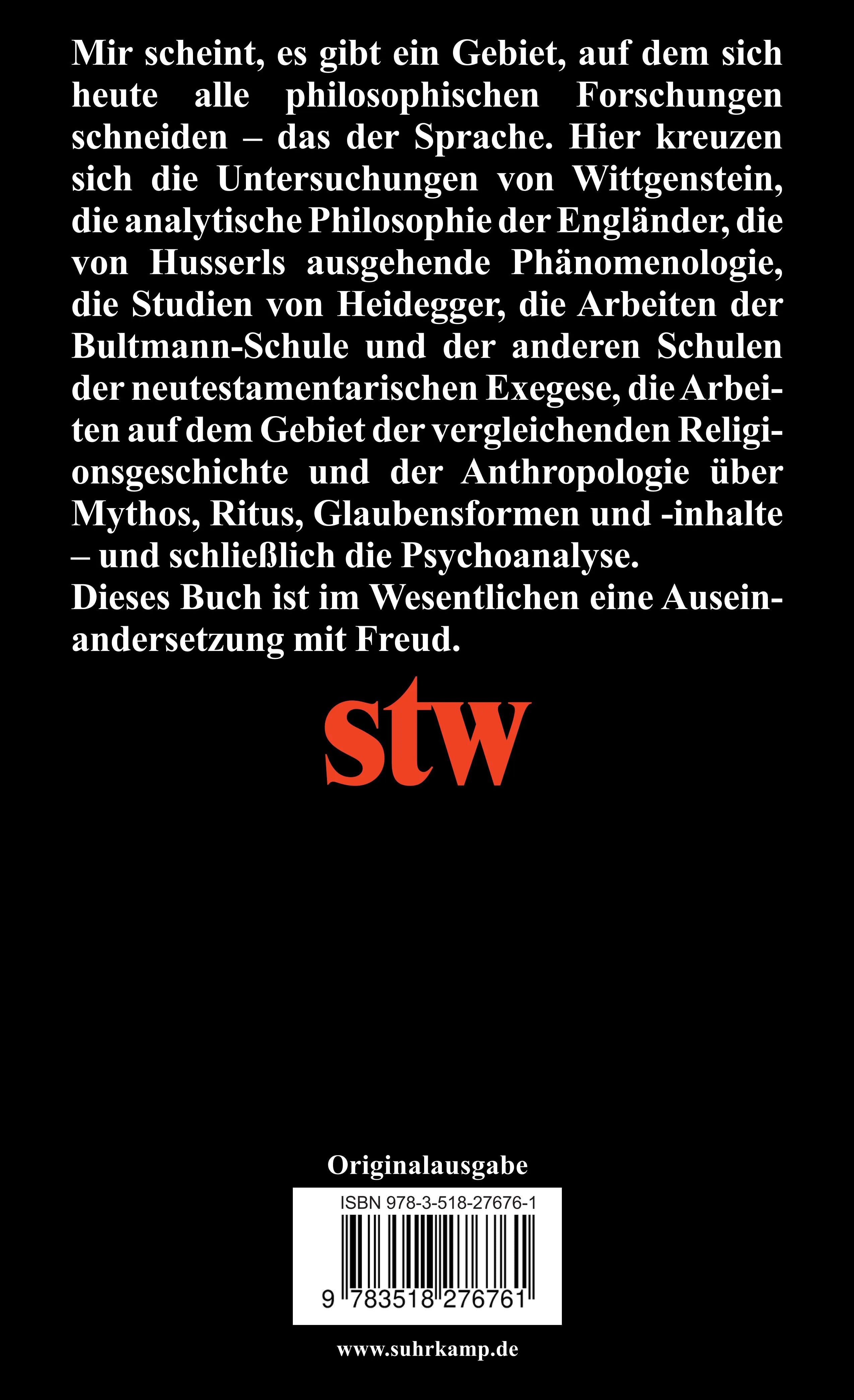Buchrückseite von 'Die Interpretation' mit Klappentext - Taschenbuch