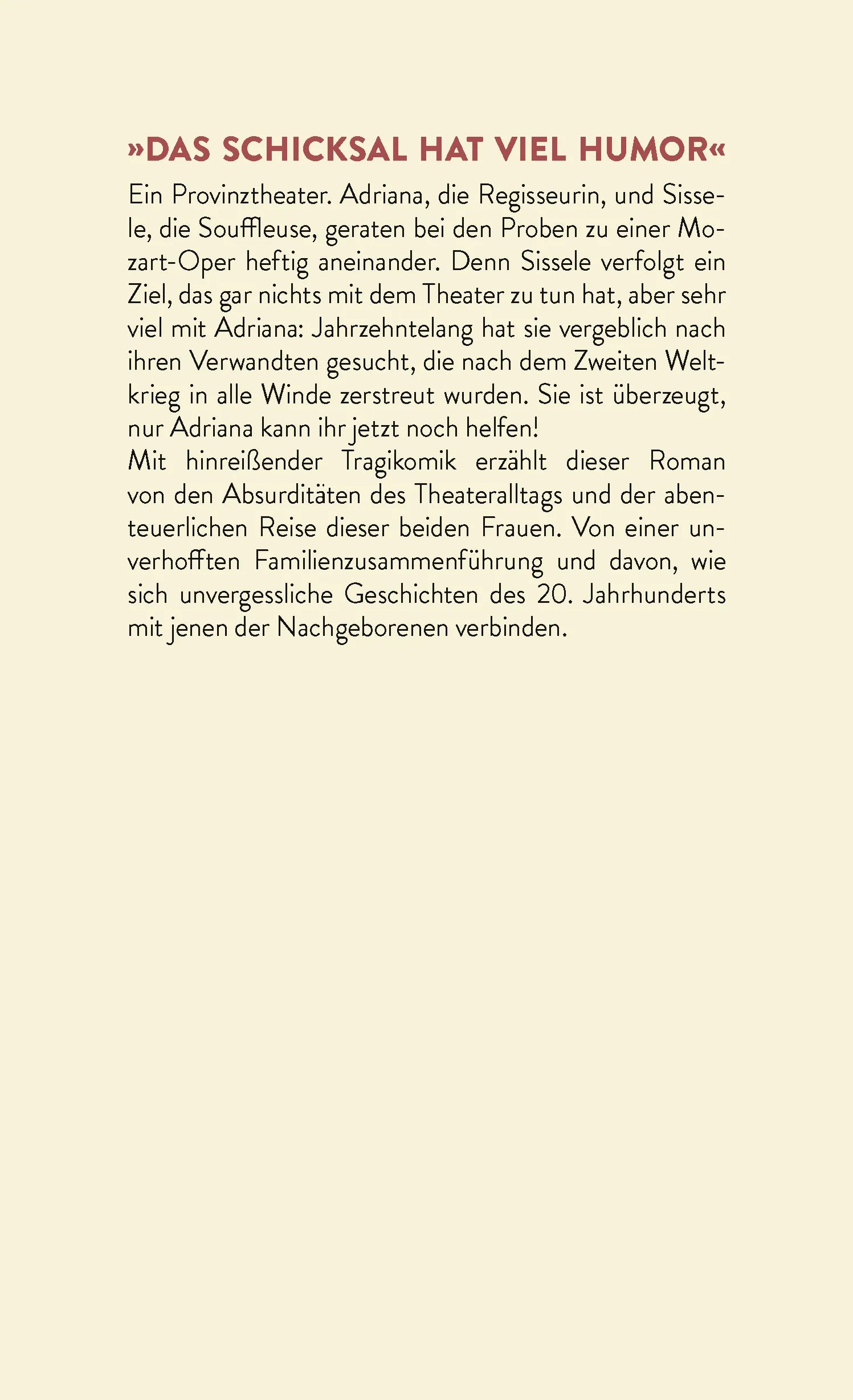 Buchrückseite von 'Die jüdische Souffleuse' mit Klappentext - Gebundene Ausgabe