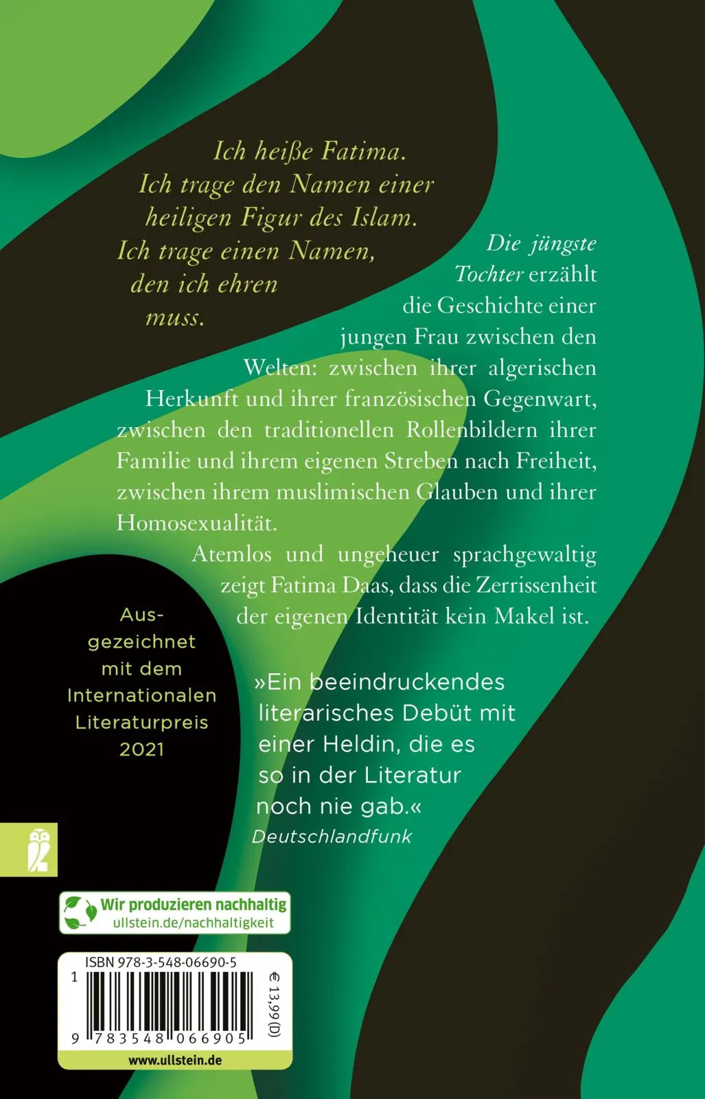 Buchrückseite von 'Die jüngste Tochter' mit Klappentext - Taschenbuch