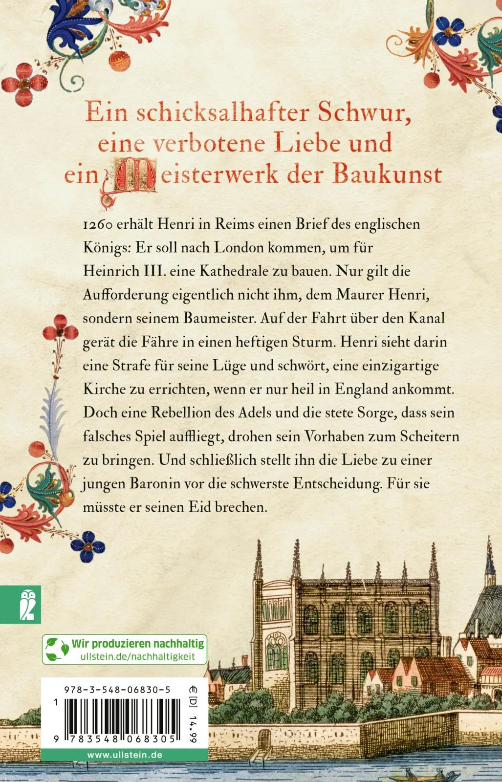 Buchrückseite von 'Die Kathedrale des Königs' mit Klappentext - Taschenbuch
