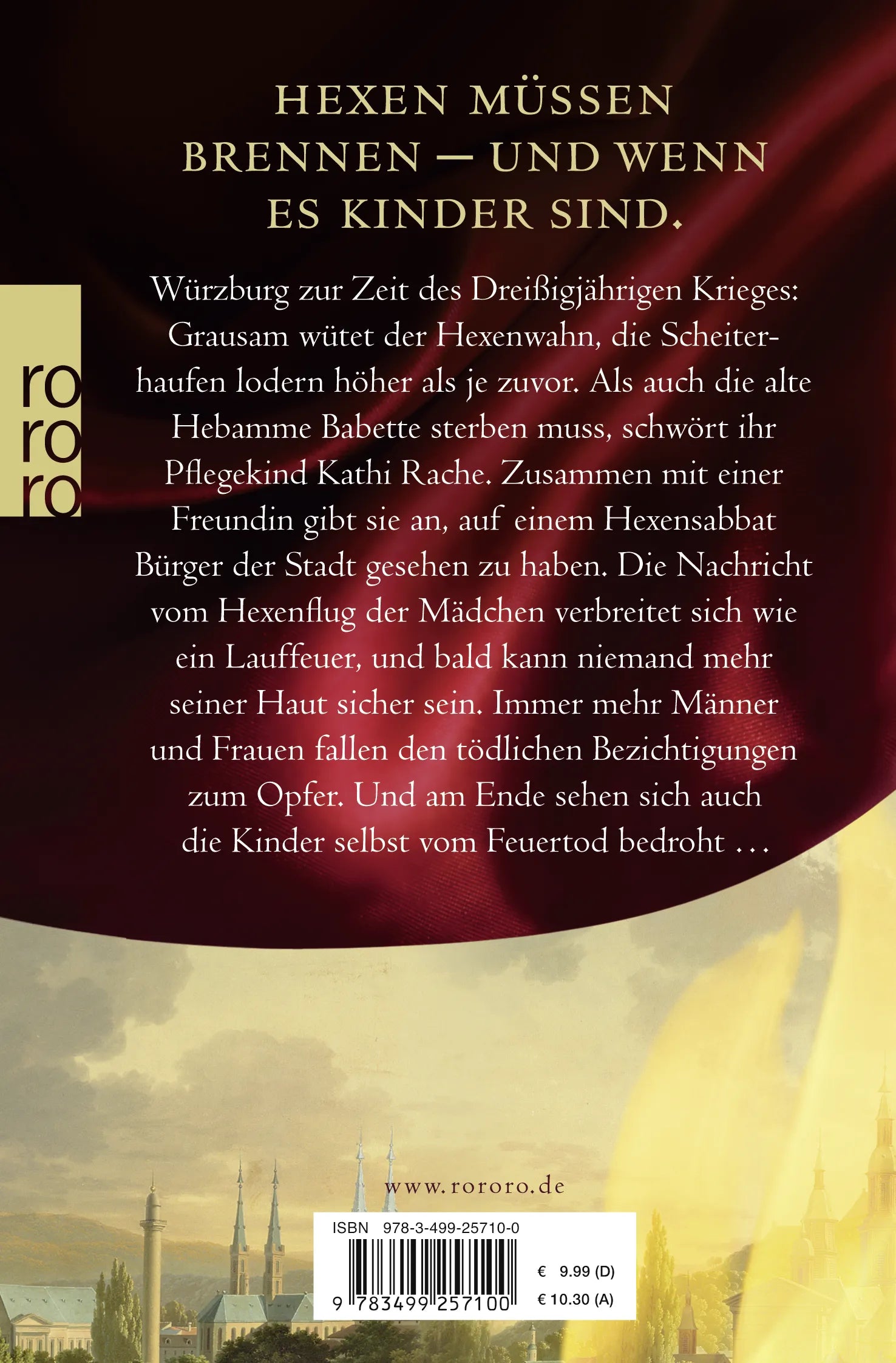 Buchrückseite von 'Die Kinderhexe' mit Klappentext - Taschenbuch
